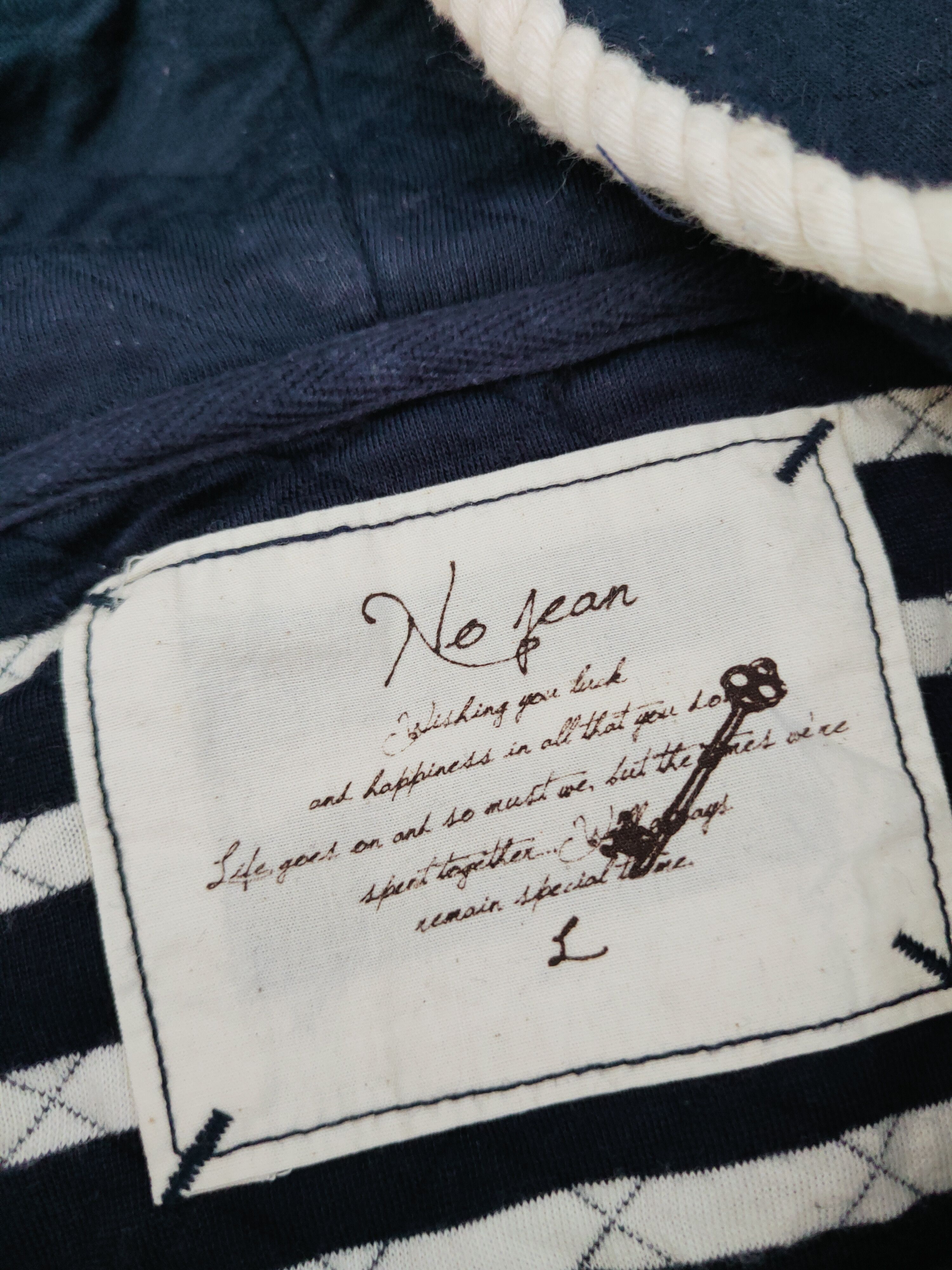 Japanese Brand × Vintage Vintage Design 💥 No Jean Navy Hoodie Sweaters Size L / US 10 / IT 46 - 11 Thumbnail