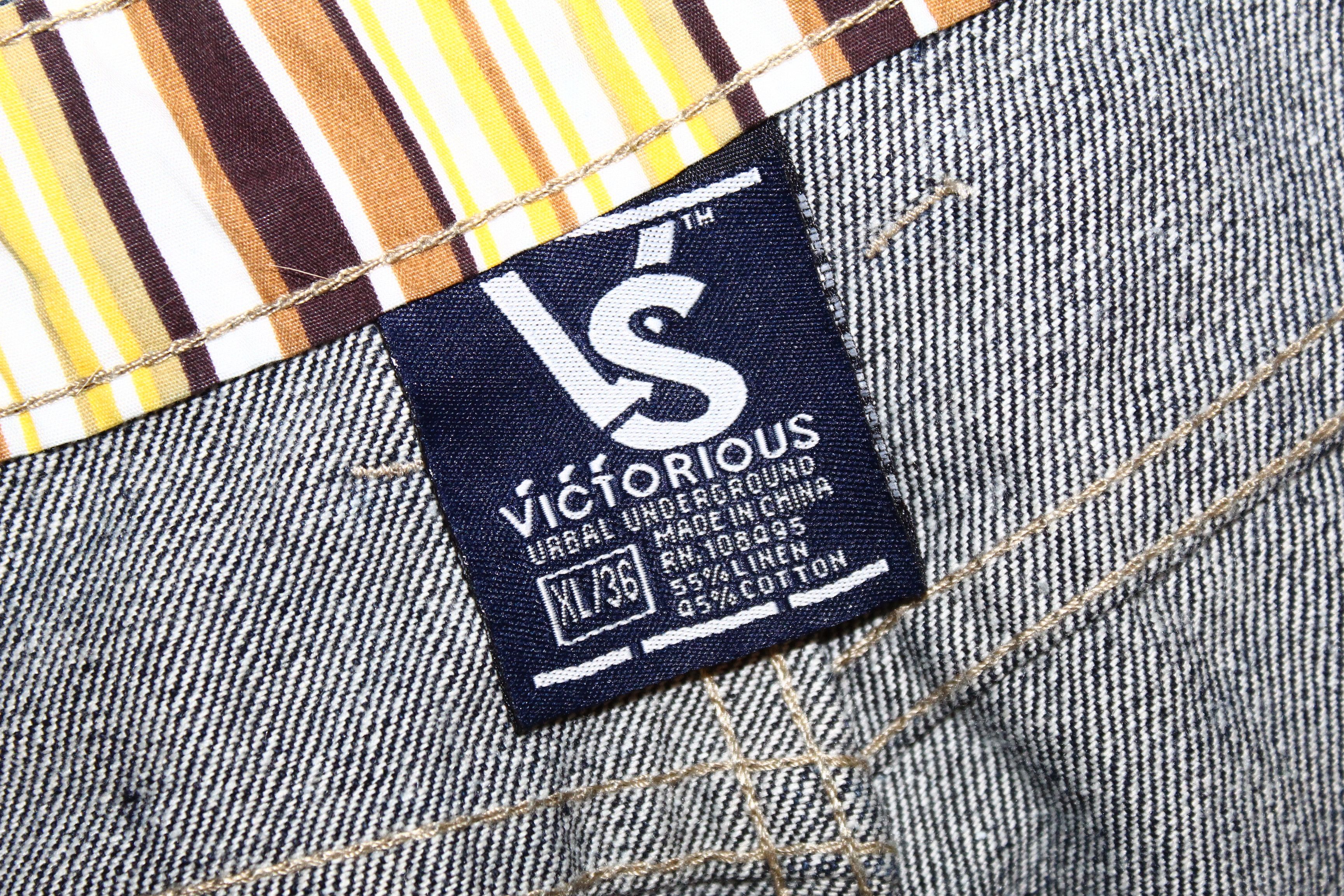 Japanese Brand VTG 🔥 Victorious Linen-Cotton Raw Denim Cargo Baggy Jeans Size US 36 / EU 52 - 8 Thumbnail