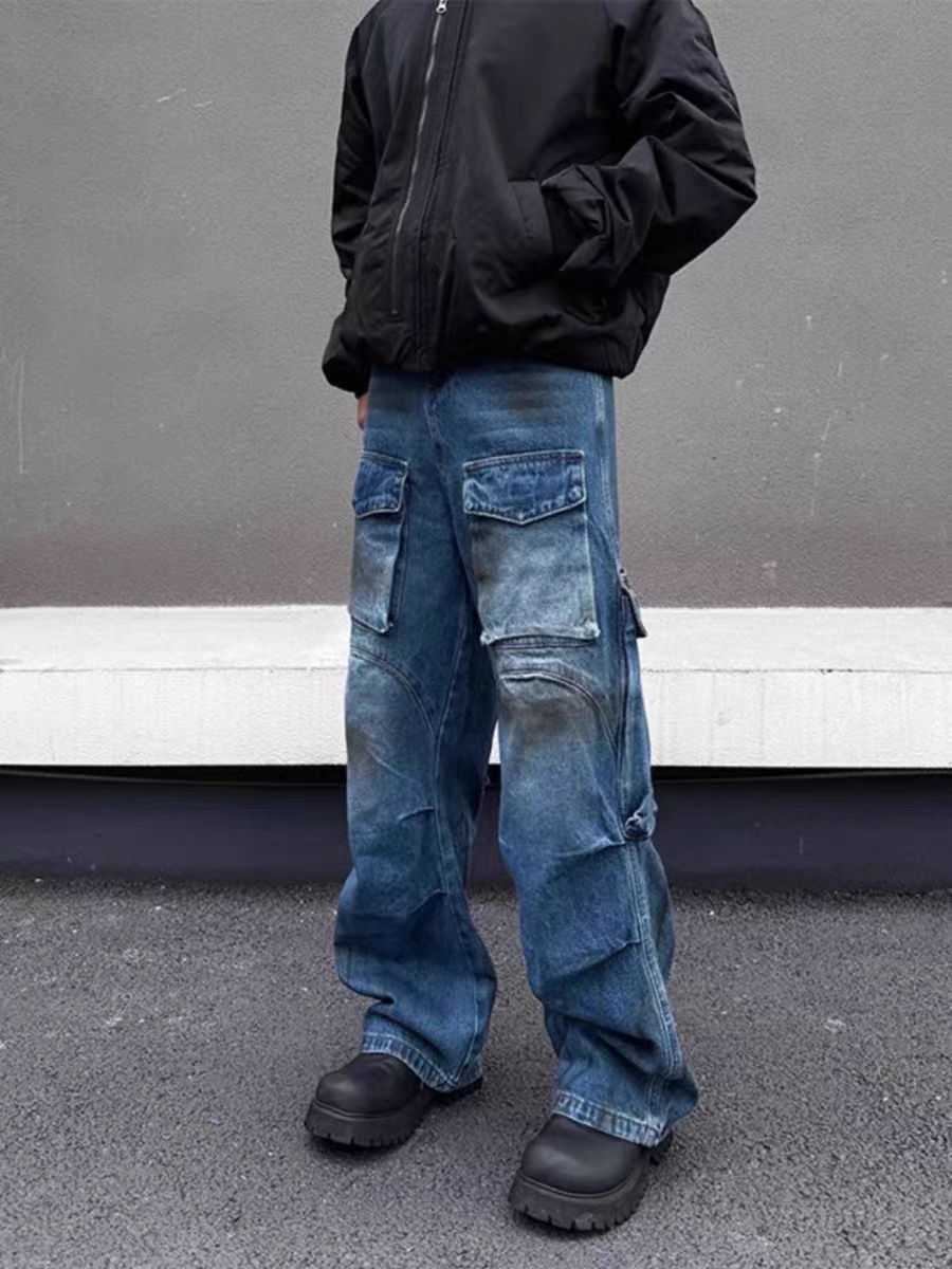 Japanese Brand × Jean High Street Dirty Dye Washed Workwear Casual Loose Jeans Size US 34 / EU 50 - 1 Thumbnail