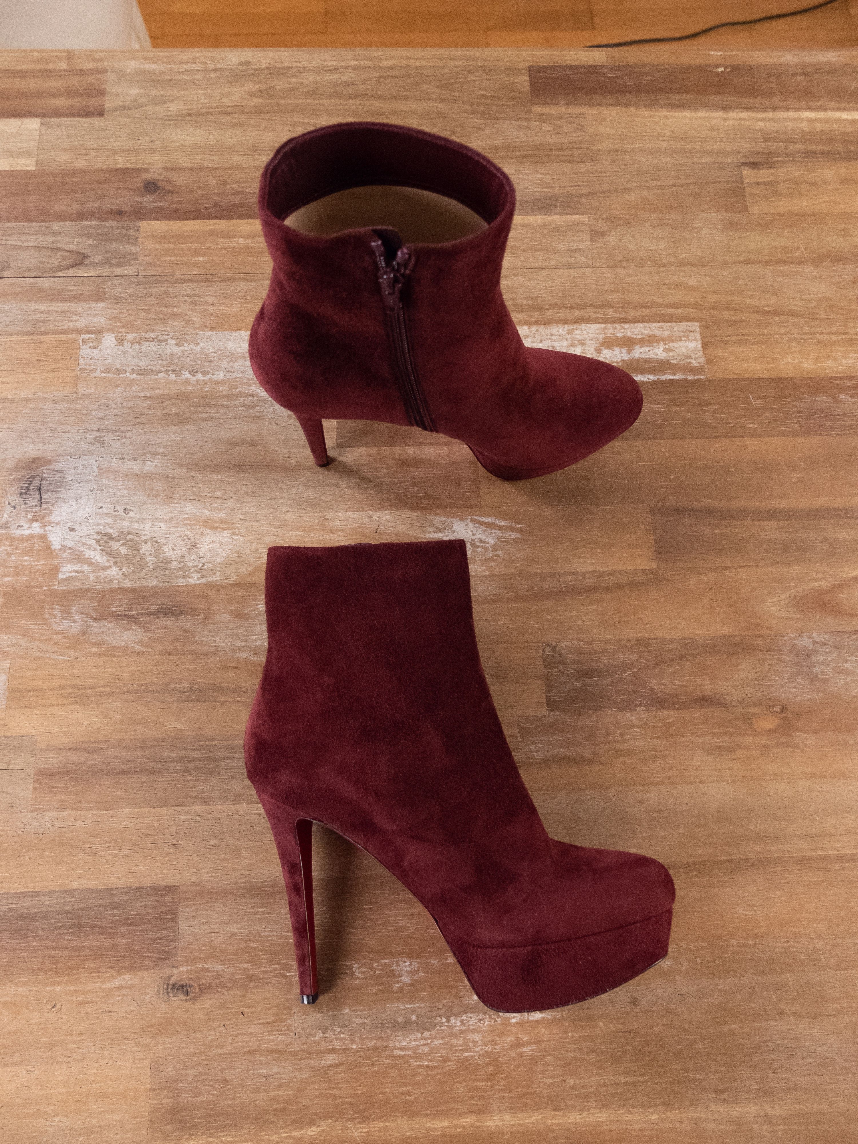 Christian Louboutin CHRISTIAN LOUBOUTIN Bianca Booty burgundy suede boots 39.5 Size US 9.5 / IT 39.5 - 1 Thumbnail