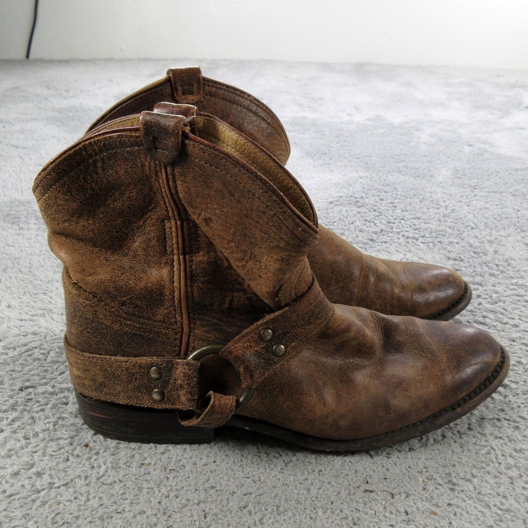 Frye Frye Boots Womens 7.5 Brown Leather Harness Ankle Biker Western Booties Size US 8 / IT 38 - 2 Thumbnail
