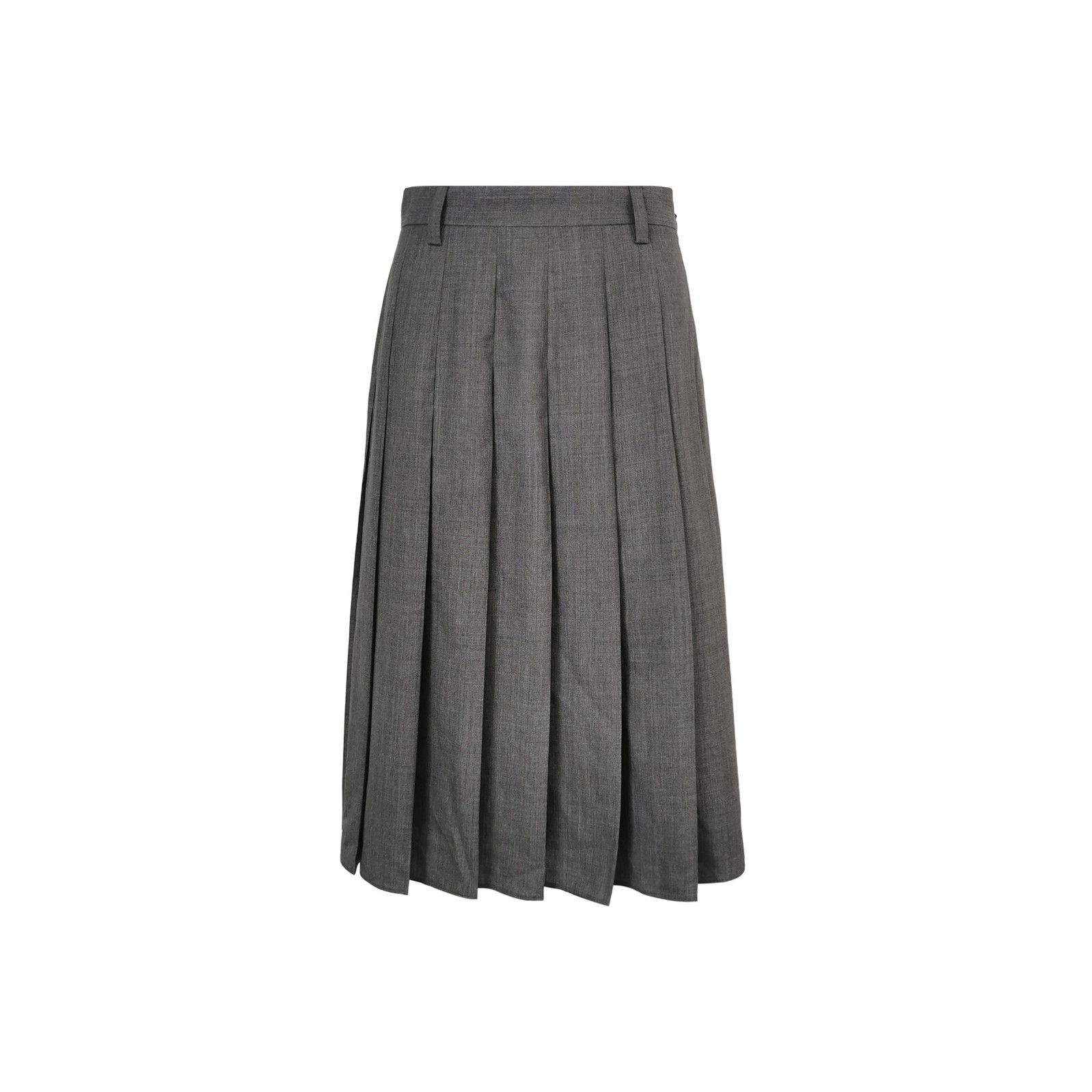 Prada Prada Grey Wool Pleated Midi Skirt 0089 | Grailed