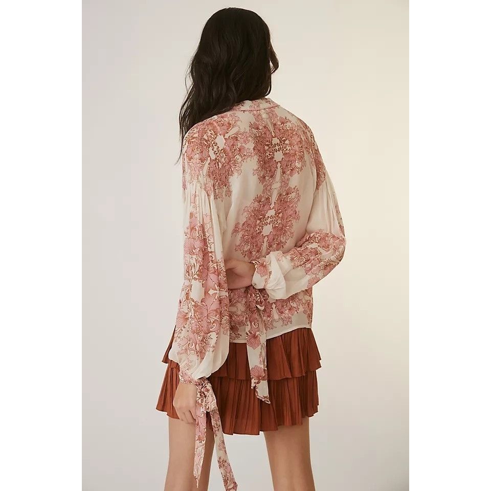 Anthropologie Anthropologie Sheer Ivory Rose Pink Floral Femme Blouse Size XS / US 0-2 / IT 36-38 - 4 Thumbnail