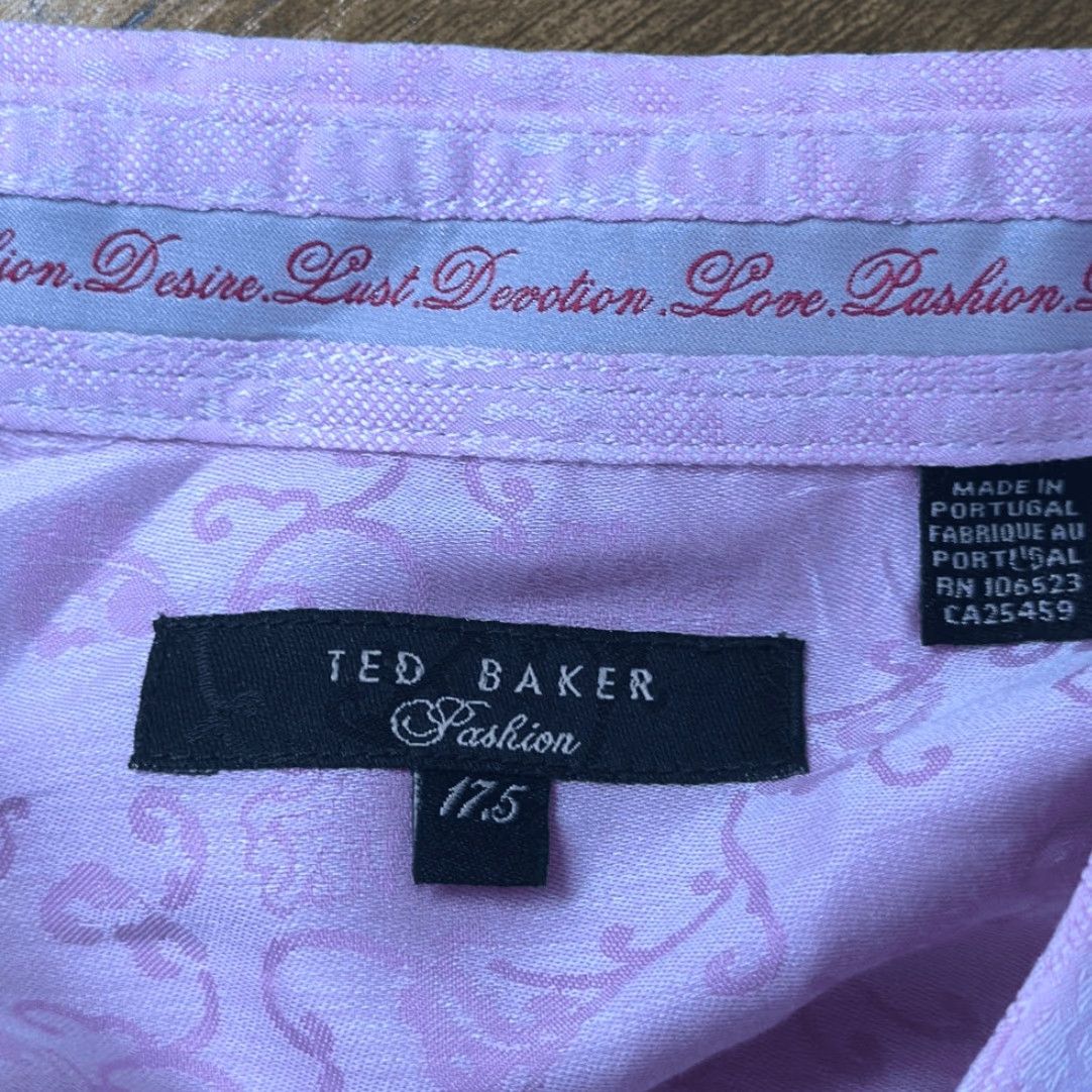 Ted Baker Ted Baker Dress Shirt Men 17.5 Pink Floral Cuff Link Shirt - Regular Size 17.5 Pink Floral Ted Baker Fashion Dress Shirt Mens Size 48R - 6 Thumbnail
