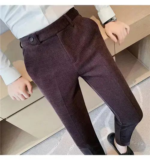 Japanese Brand Winter Corduroy Business Dress Pants Men Size US 31 - 1 Thumbnail