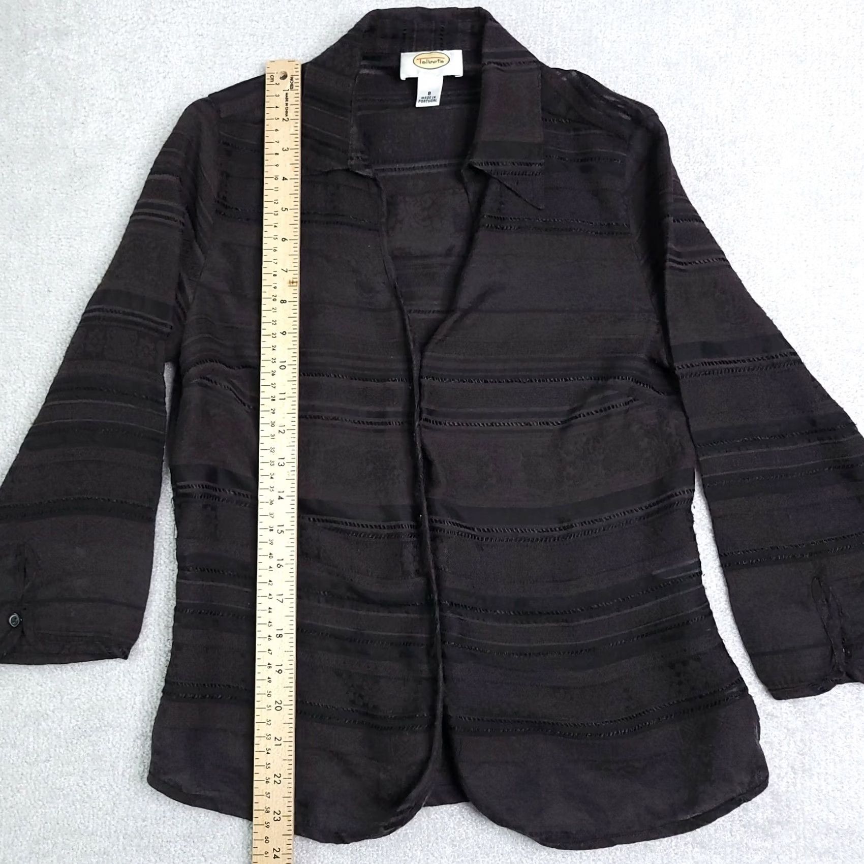 Talbots VINTAGE Talbots Blouse Shirt Women's 8 Button Balloon Sleeve V Neck Collared Brown 90s Size M / US 6-8 / IT 42-44 - 6 Thumbnail