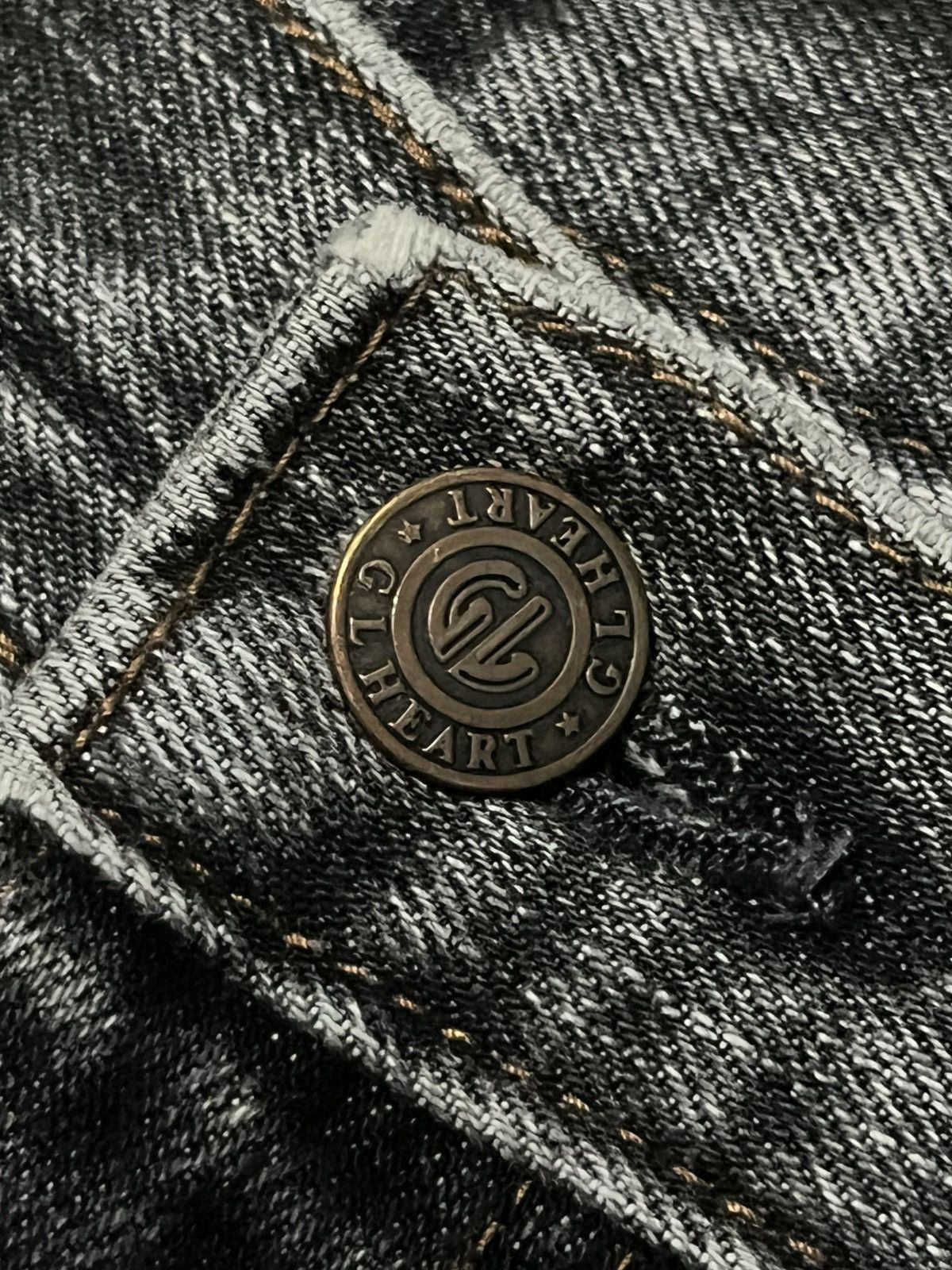 Japanese Brand ⚡️Distressed⚡️Vintage Japanese Brand GL Heart Black Faded Jean Size US 28 / EU 44 - 5 Thumbnail