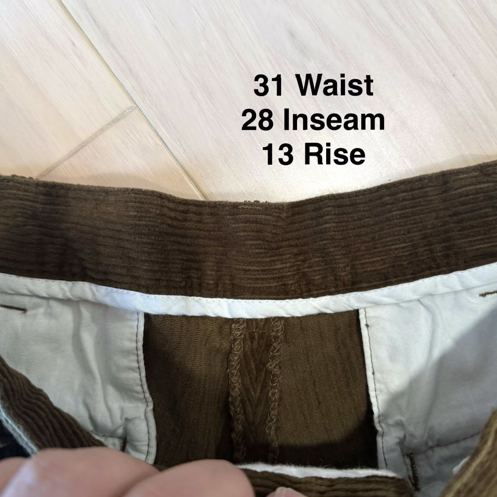 Vintage Non Stock MFG Corduroy Pants 31 Brown Casual Pants Men Regular 31x28 Cotton Front Flat 5-Pocket Denim Style 90s Hipster Vintage: No Size US 31 - 5 Thumbnail