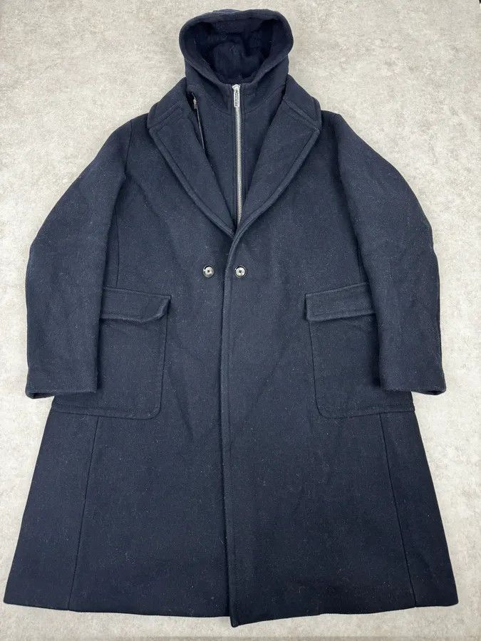 Emporio Armani FW2019 Emporio Armani Navy Wool Layers Long Jacket Size US M / EU 48-50 / 2 - 1 Thumbnail