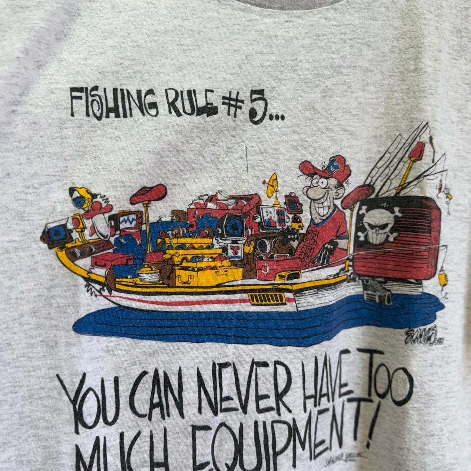 Vintage Vintage 90s Fishing Rule Fish Cartoon Animal T-Shirt Size US XL / EU 56 / 4 - 4 Thumbnail