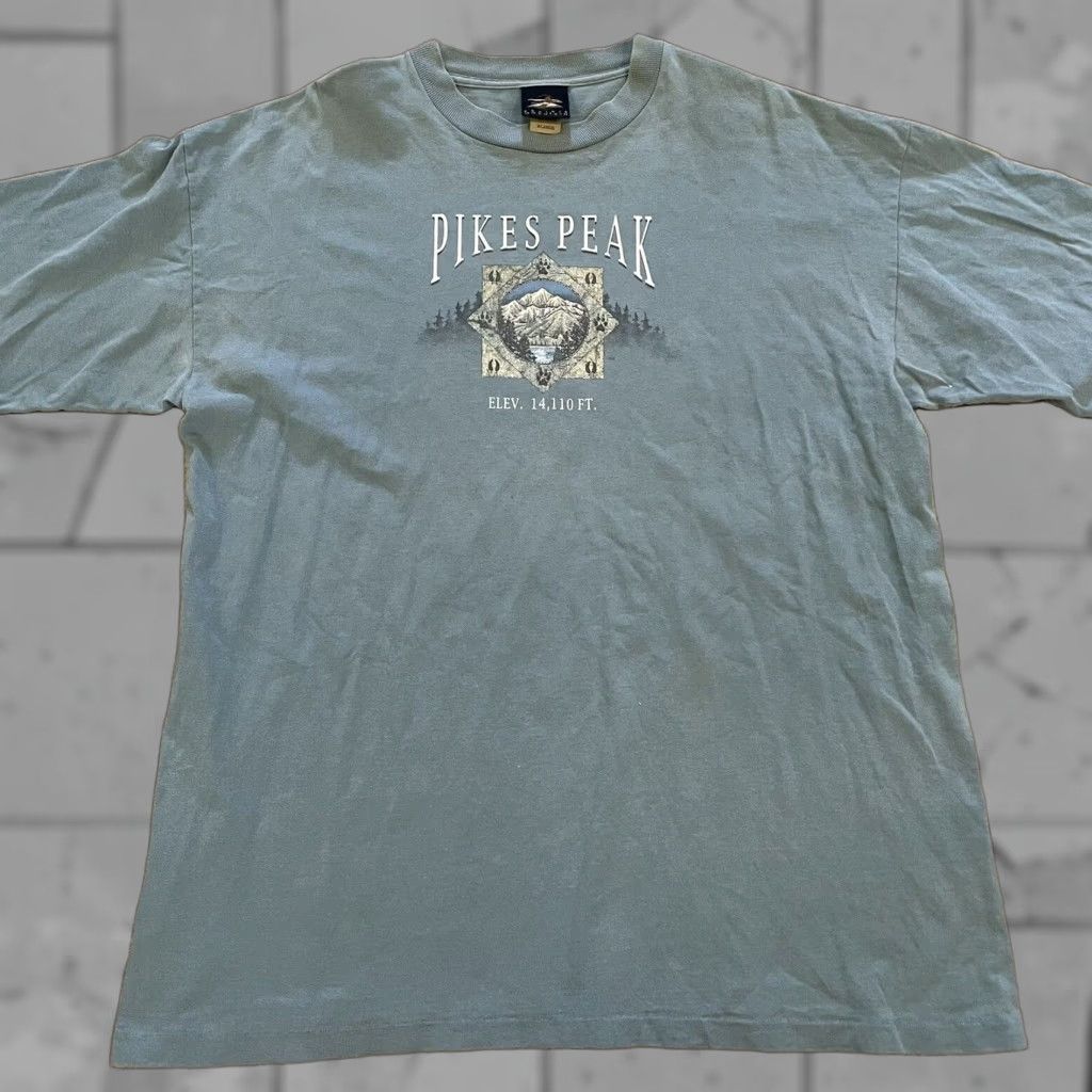 Vintage VINTAGE Prairie Mountain Pikes Peak Graphic Tee USA Blue Cotton Adult XL Mens Size US XL / EU 56 / 4 - 1 Thumbnail