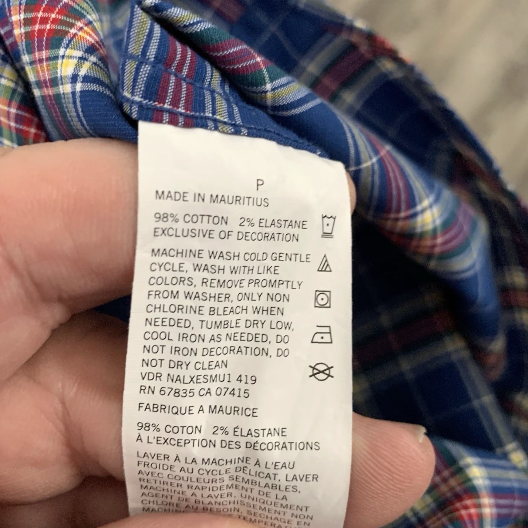 Nautica Nautica Flex Classic Fit Shirt Mens S Navy Blue Plaid Button-Up Stretch Size US S / EU 44-46 / 1 - 6 Thumbnail