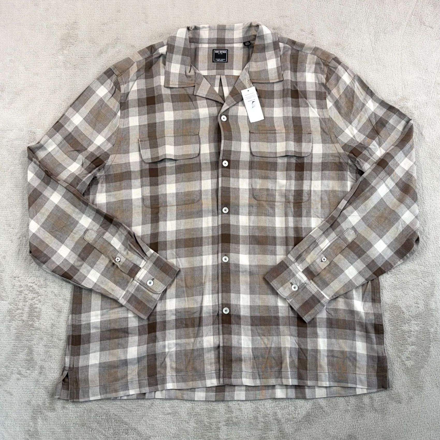 Todd Snyder Todd Snyder Rayon Plaid Field Shirt Men 2XL Classic Fit NWT Brown Veco/Viscose Button-Up Collar Shirt Size US XXL / EU 58 / 5 - 5 Thumbnail