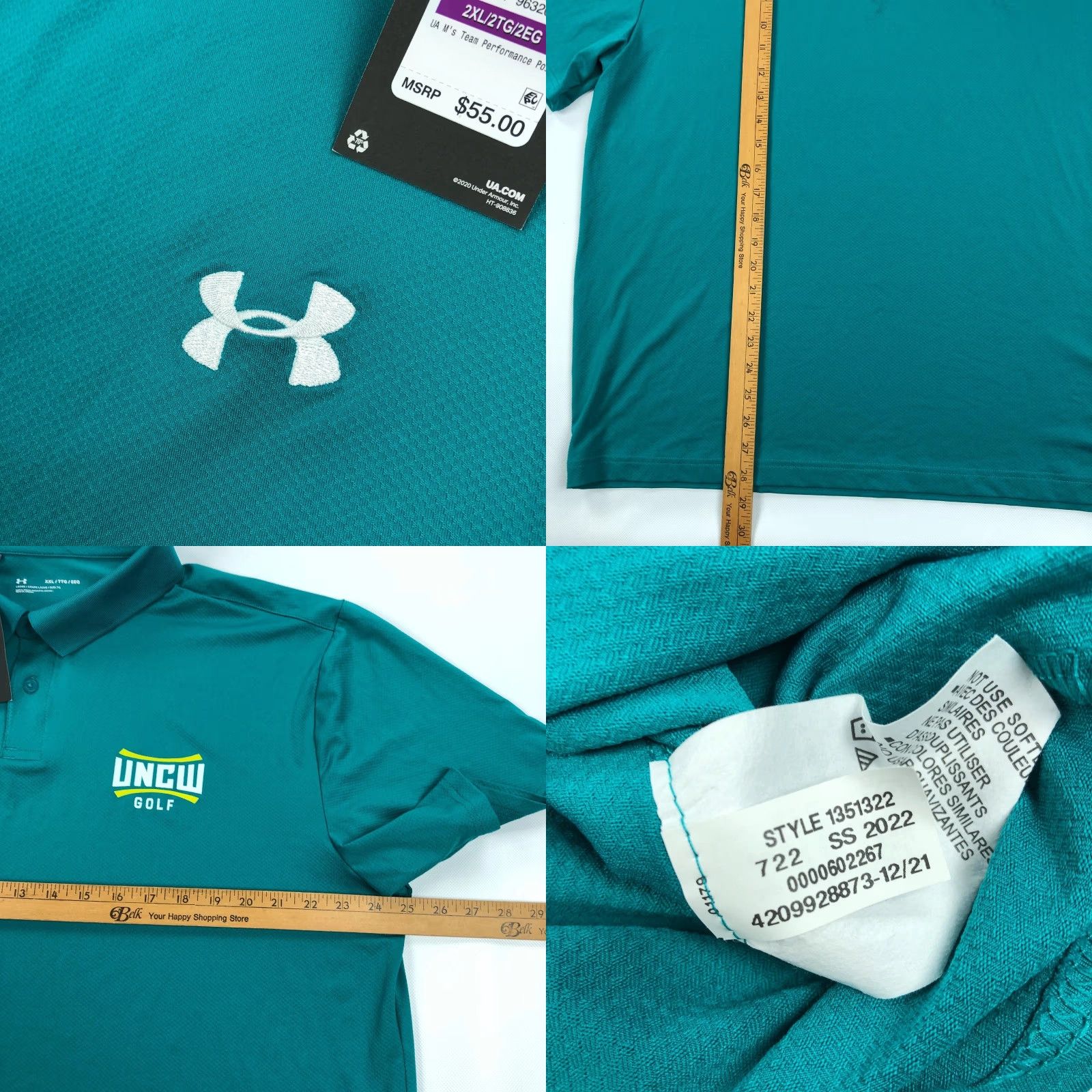 Under Armour Under Armour Men's 2XL UNCW Golf Team Performance Polo Shirt Teal Loose Fit Shirt M 2XL Embroidery Logo College Sports Size US XXL / EU 58 / 5 - 8 Thumbnail