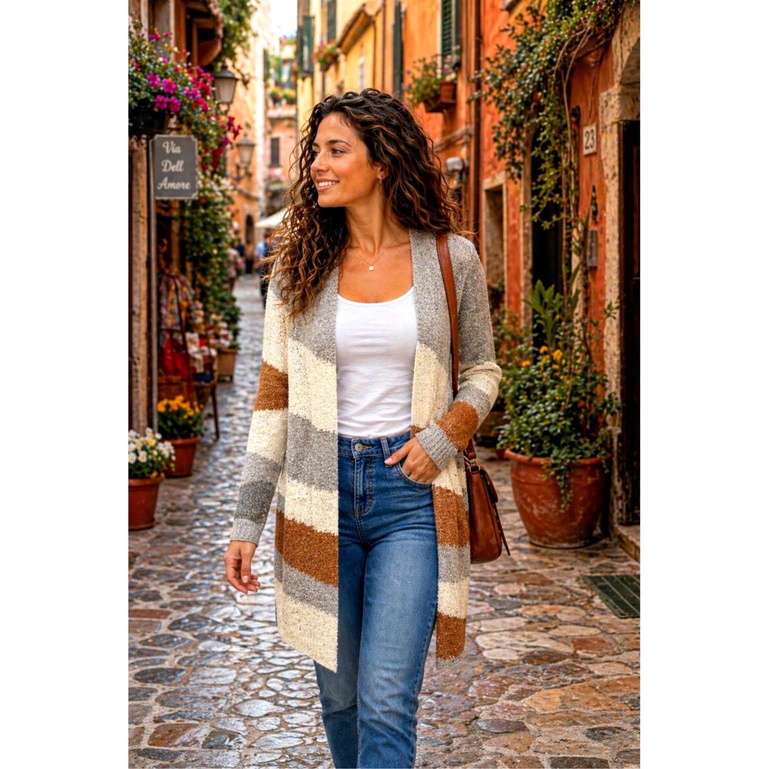 Other Fortune & Ivy Layla Open Cardigan Cream Tan Grey size L Size L / US 10 / IT 46 - 1 Thumbnail