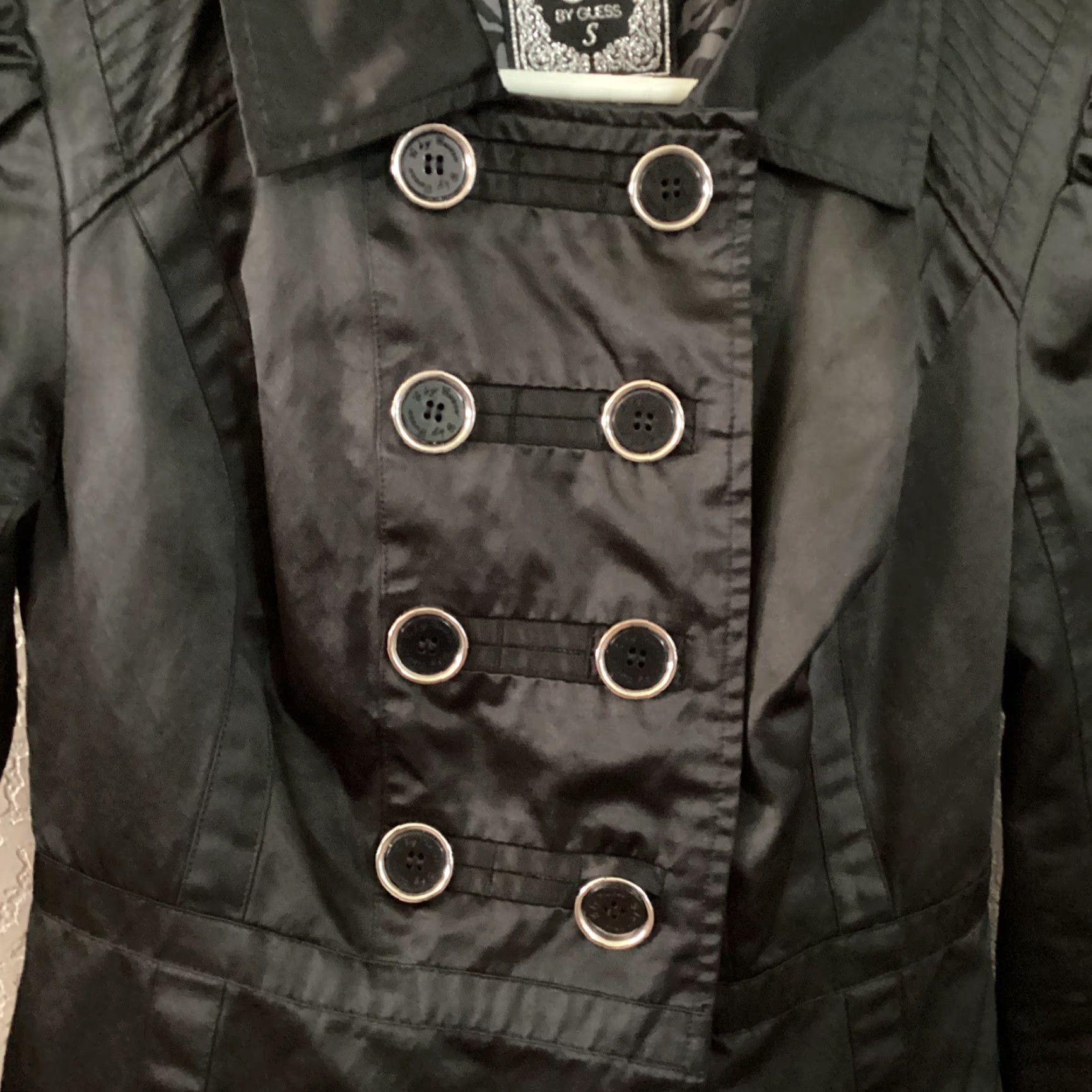 Guess VINTAGE G by GUESS Jacket Women S Black Trench Coat Button Down Collared Lined Size S / US 4 / IT 40 - 5 Thumbnail