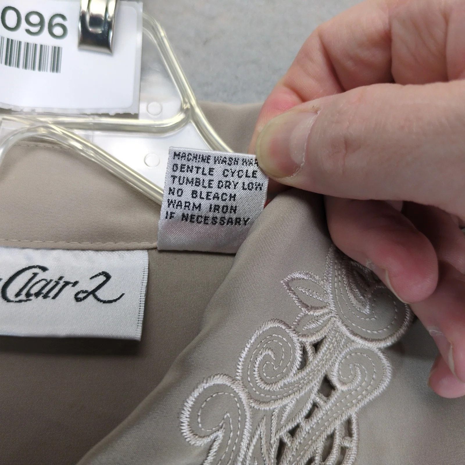 Vintage Yves St Clair Tan Blouse Women's 20W Embroidered Lace Collar Size 3XL / US 20-22 - 4 Thumbnail