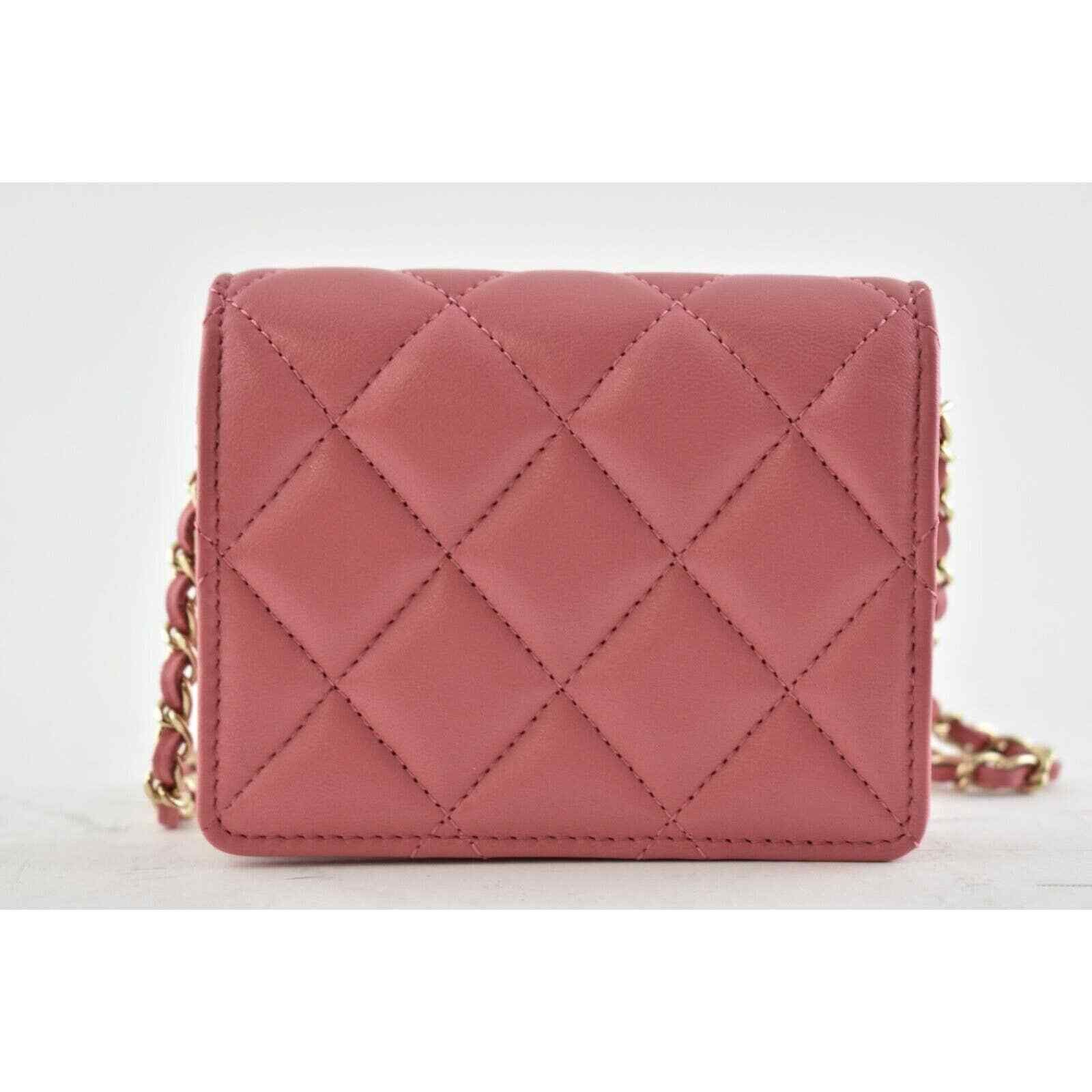 Chanel Chanel Chain Pink Lambskin Gold Card Shoulder Crossbody Bag Size ONE SIZE - 7 Thumbnail