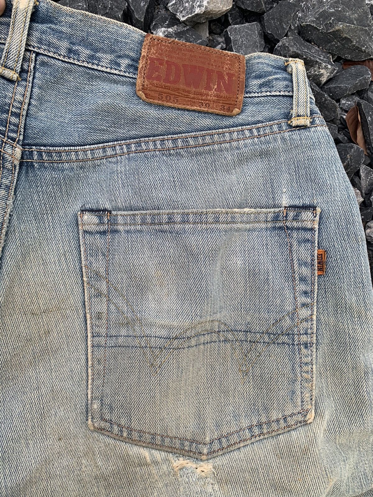 Kapital VINTAGE EDWIN 505 SELVEDGE FADED RUSTY DISTRESSED DENIM Size US 31 - 10 Thumbnail