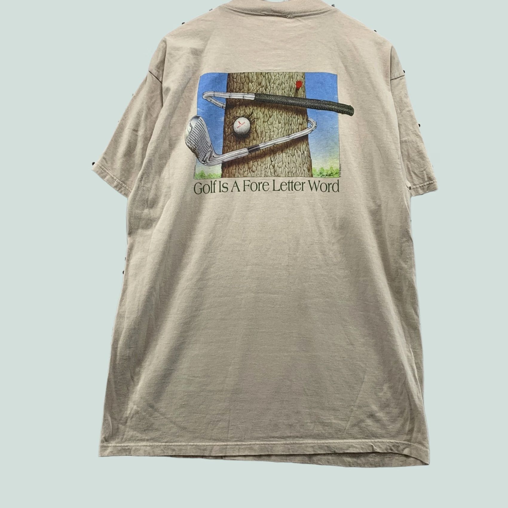 Tultex VINTAGE 90s Funny Golf Shirt Brown FORE 4 Letter Word Adult XL Mens Size US XL / EU 56 / 4 - 1 Thumbnail