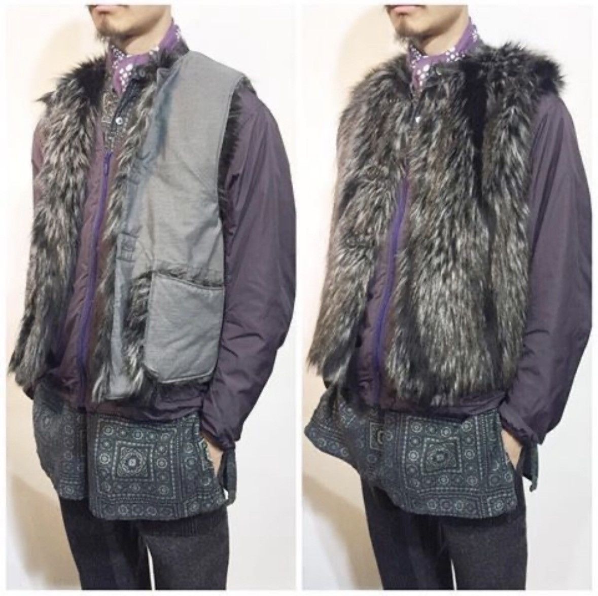 Engineered Garments FW15 Over Vest in Grey Weather Poplin / Faux Fur size M Size US M / EU 48-50 / 2 - 1 Thumbnail