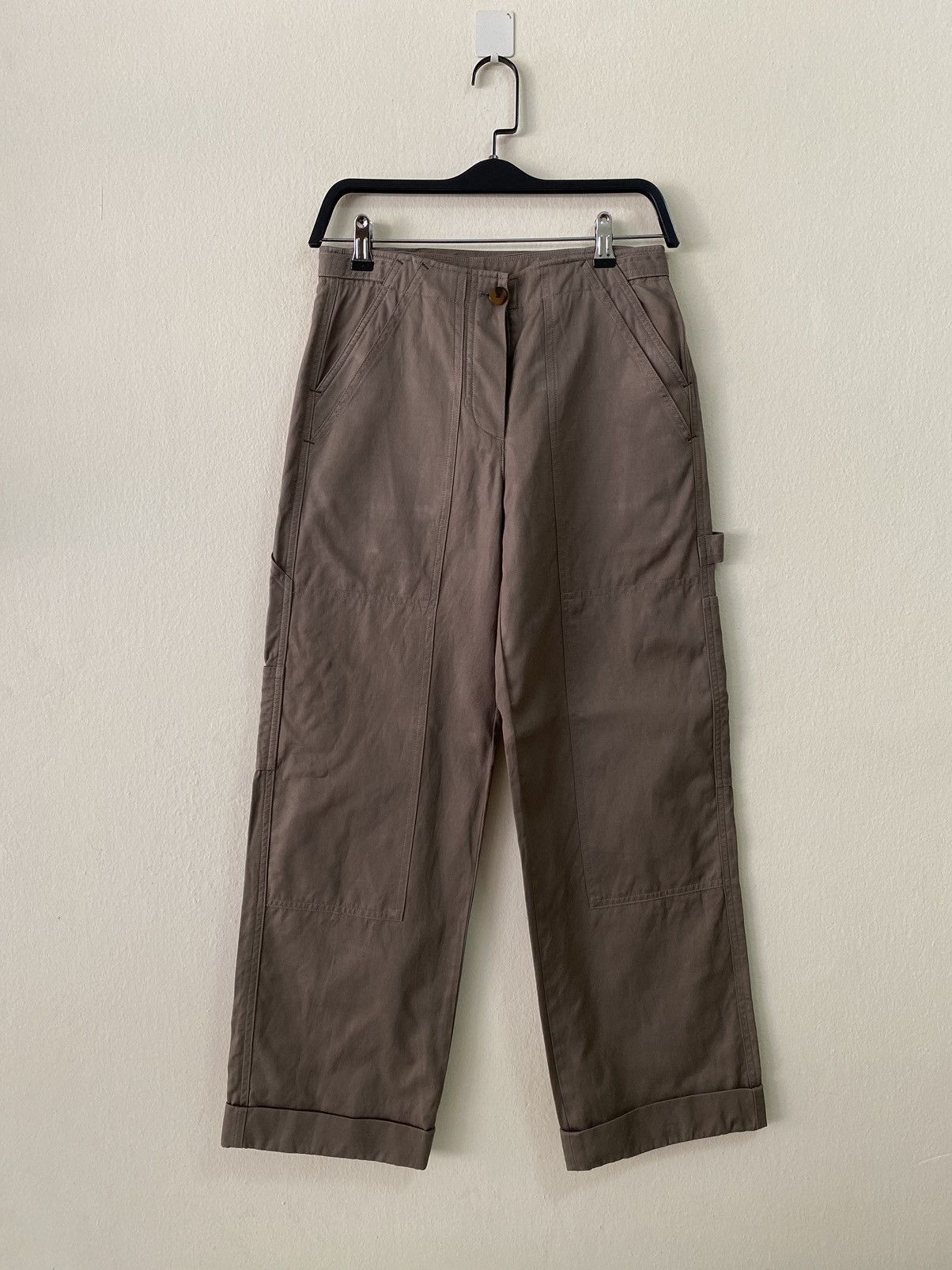 image of Helmut Lang Wide Leg Double Knee Carpenter Pants in Army Dark Brown, Men's (Size 29)