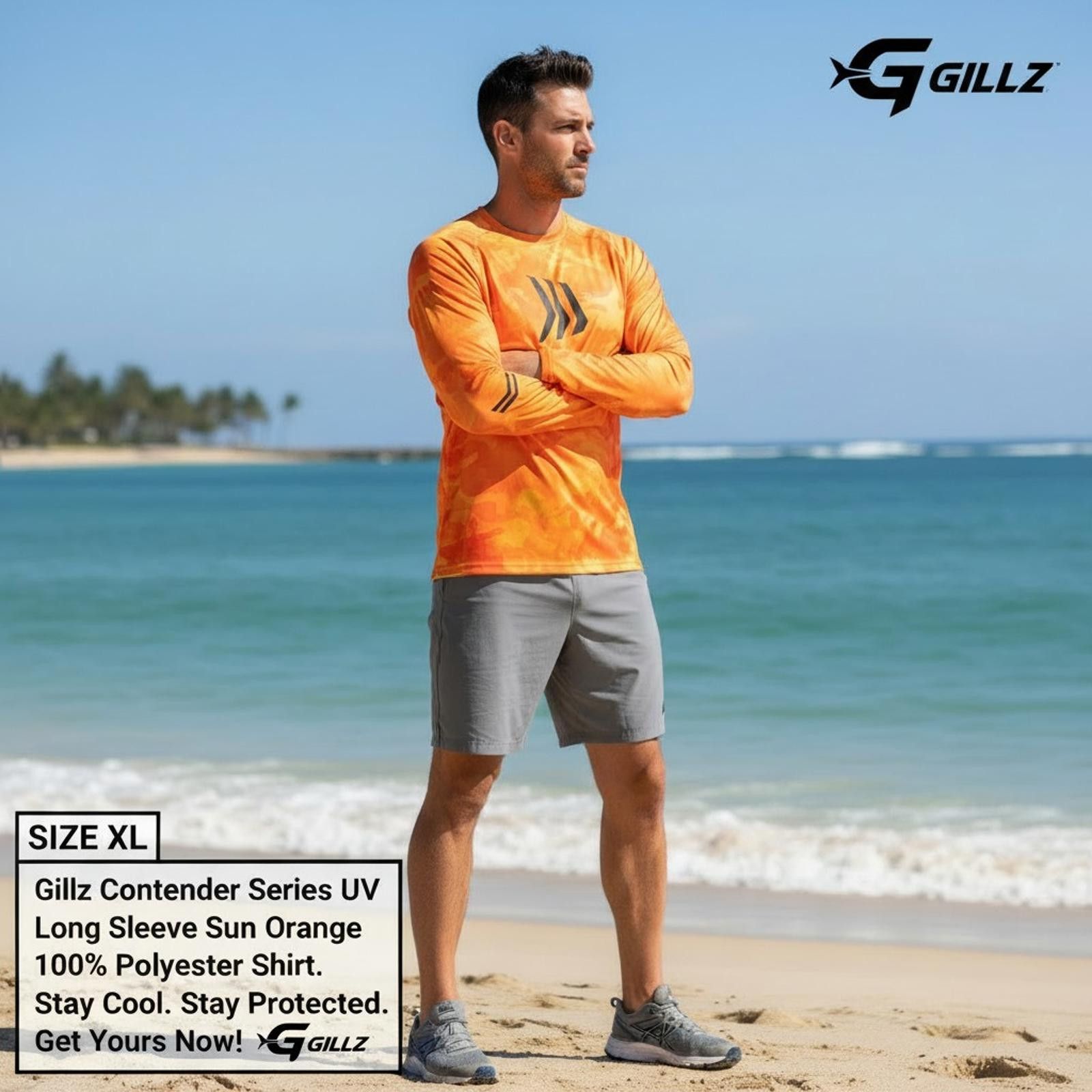 Other Gillz Contender Series UV Long Sleeve Sun Shirt - Orange, XL Size ONE SIZE - 2 Thumbnail