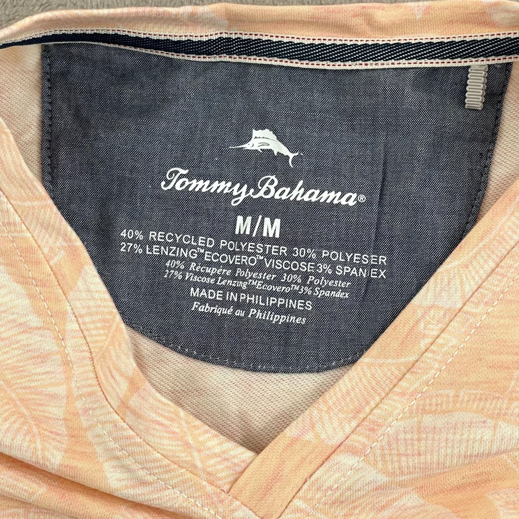 Tommy Bahama Tommy Bahama Grande Fronde V-Neck T-Shirt Men Medium Orange Palm Floral NWOT 2020s Beach Hawaii Shirt Mens Size US M / EU 48-50 / 2 - 2 Thumbnail