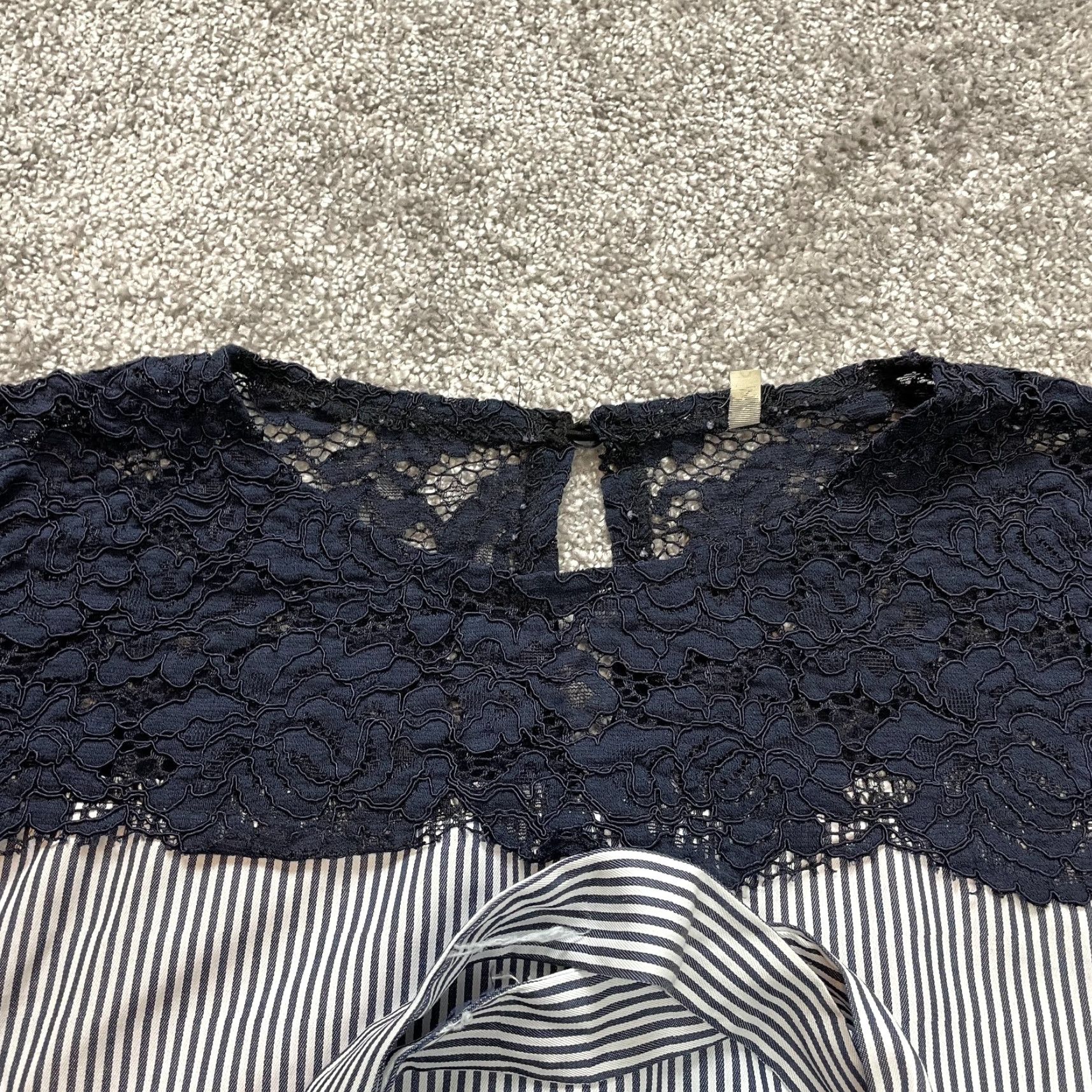 Vintage Unbranded Blouse Top Womens L White Blue Striped Lace Tie Cuffs Long Sleeve Shirt Ladies Blue Striped Lace Tie Cuffs Long Sleeve Size L / US 10 / IT 46 - 3 Thumbnail