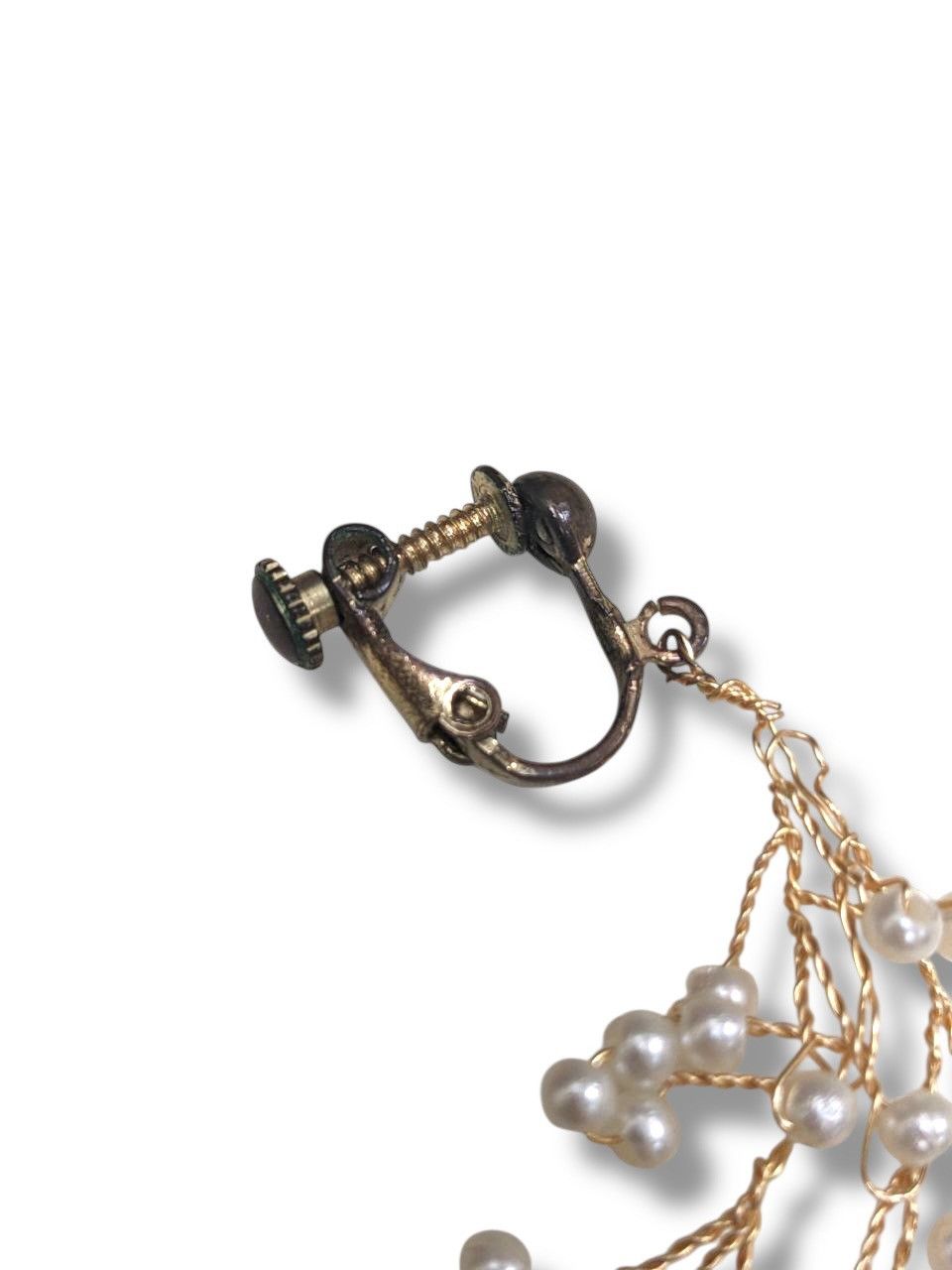 Vintage PEARL GOLD INSPIRED BAROQUE BRANCH CRYSTAL TASSEL EARRINGS Size ONE SIZE - 2 Thumbnail