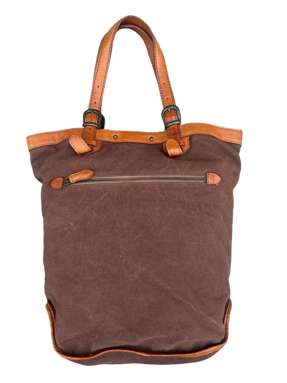 Japanese Brand × Leather Vintage Stranuovo X Ace Leather Cavas Tote Bag Size ONE SIZE - 9 Thumbnail