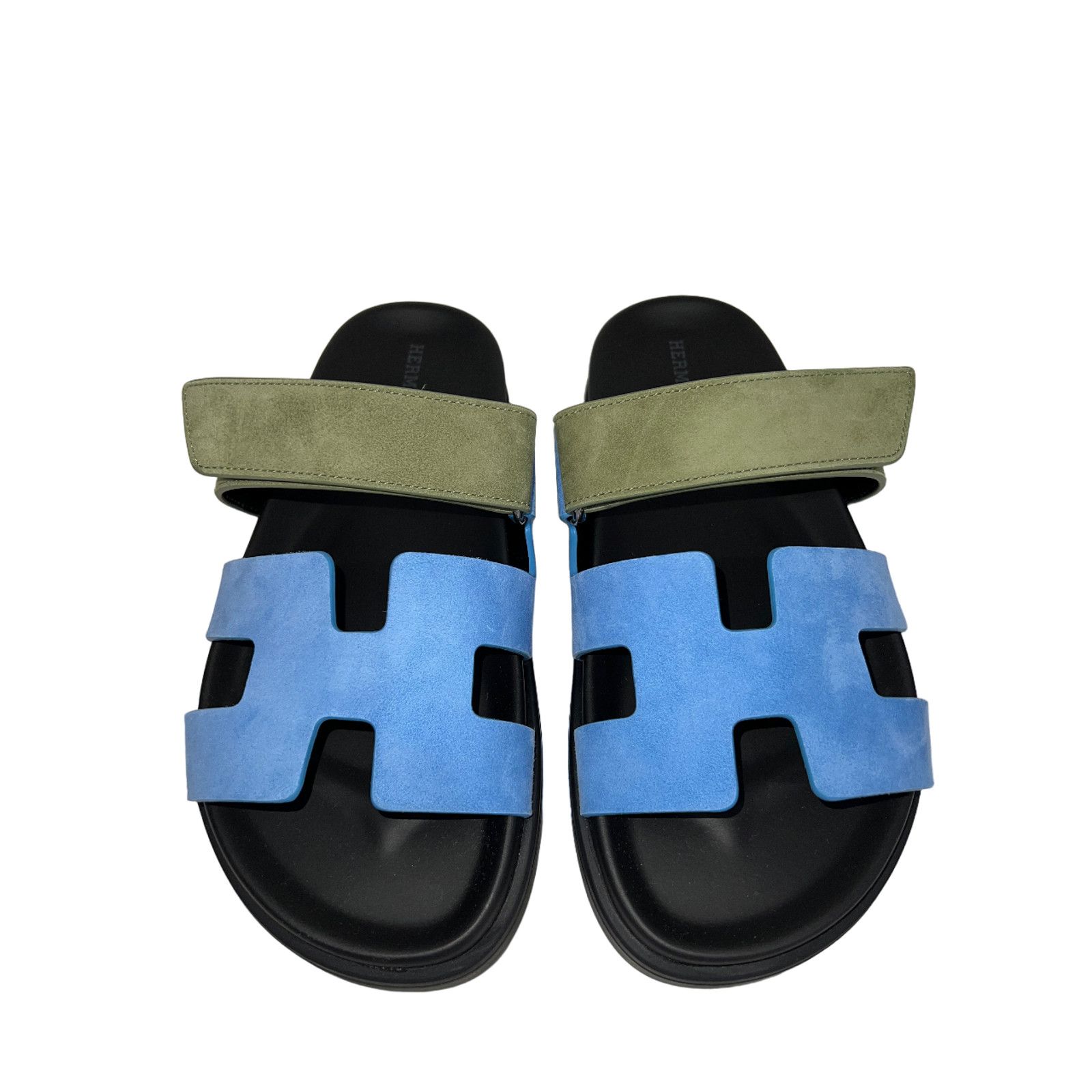 Hermes Hermes Chypre Sandal Blue Cameo Vert Celadon Green Strap Size US 7.5 / IT 37.5 - 7 Thumbnail