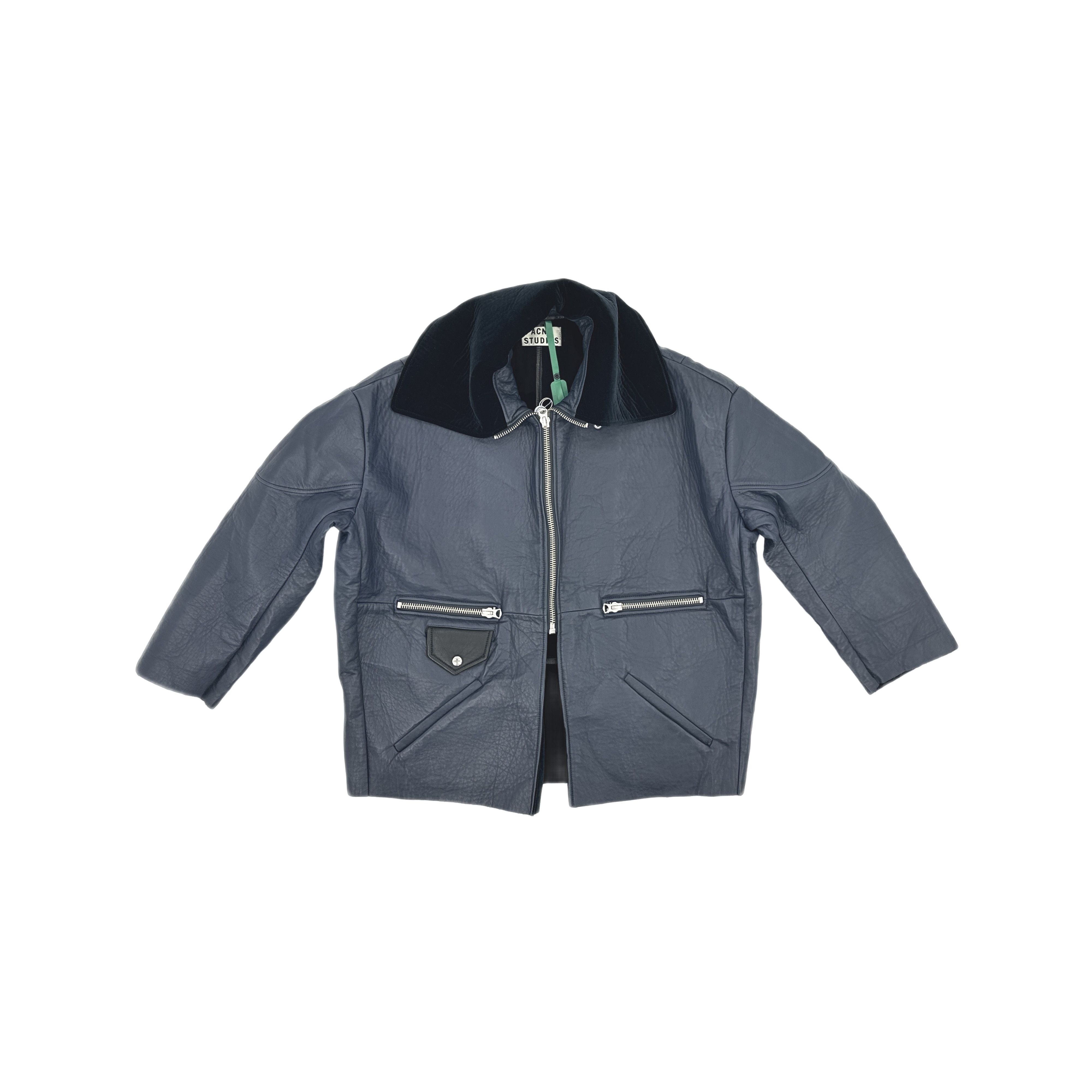 Acne Studios Acne Studios Lamb Leather Blue Biker Jacket 36 Size XS / US 0-2 / IT 36-38 - 1 Thumbnail