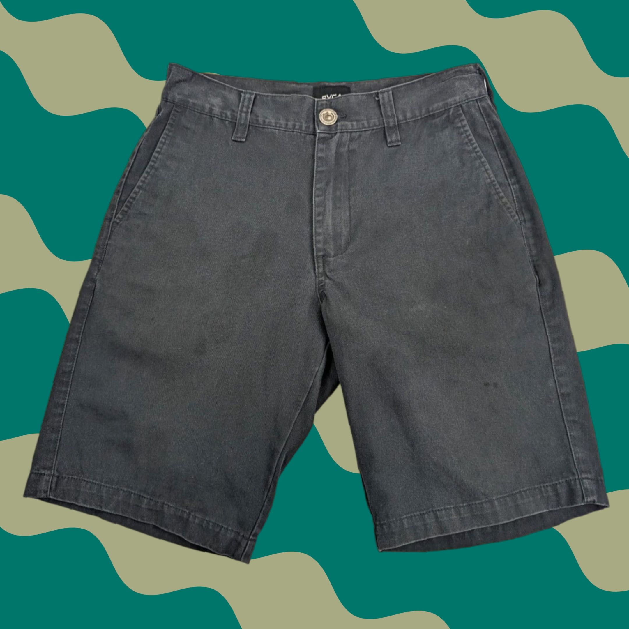 RVCA RVCA Chino Shorts Men 28 Black Slim Short - Casual, Travel, Workwear, Beach City Pattern Solid Button Zipper Logo Size US 28 / EU 44 - 1 Thumbnail