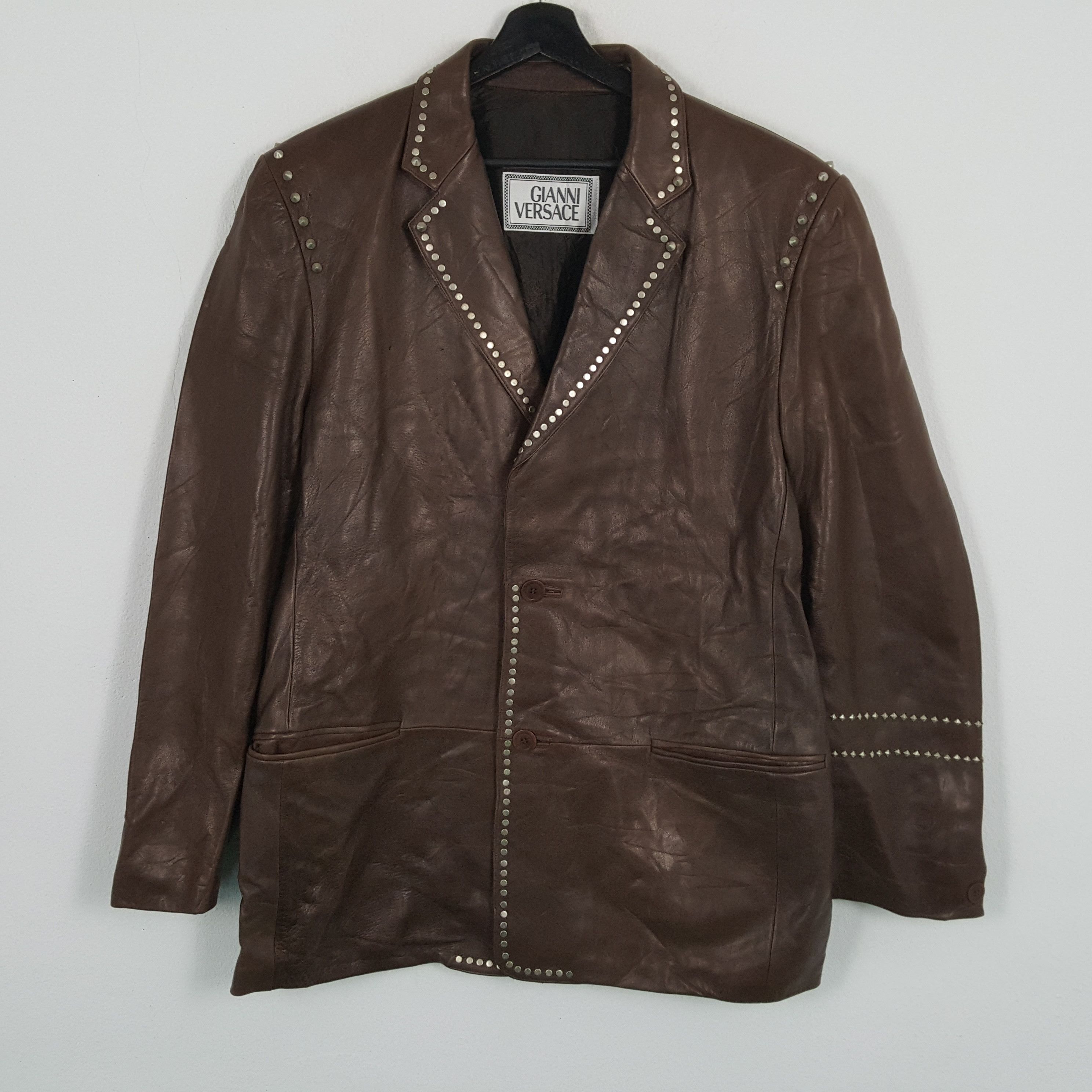 Versace × Vintage GIANNI VERSACE Fashion Style Leather Blazer Size 38R - 1 Thumbnail