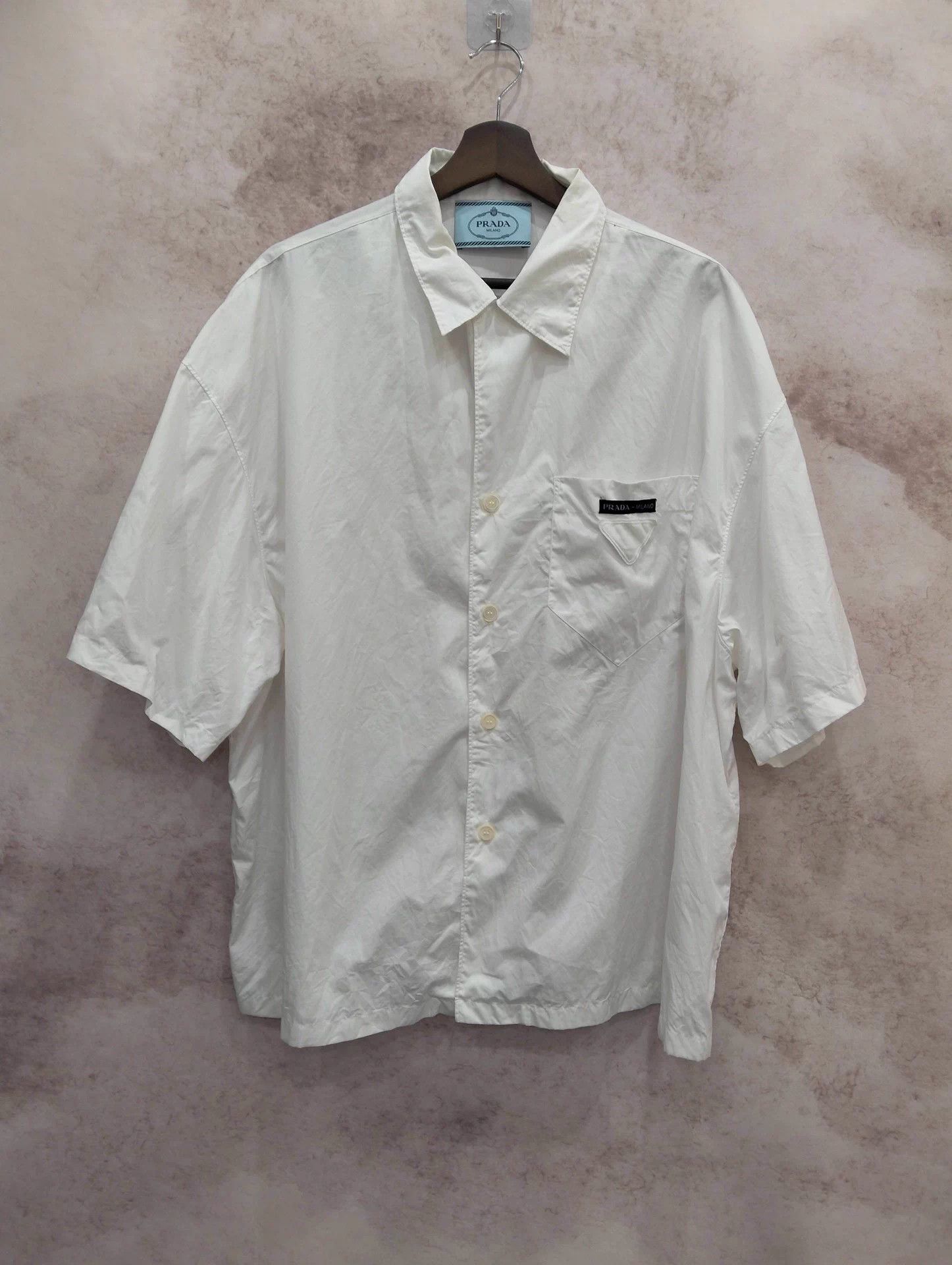 Prada PRADA white pocket triangle logo shirt XXL Size US XXL / EU 58 / 5 - 1 Thumbnail