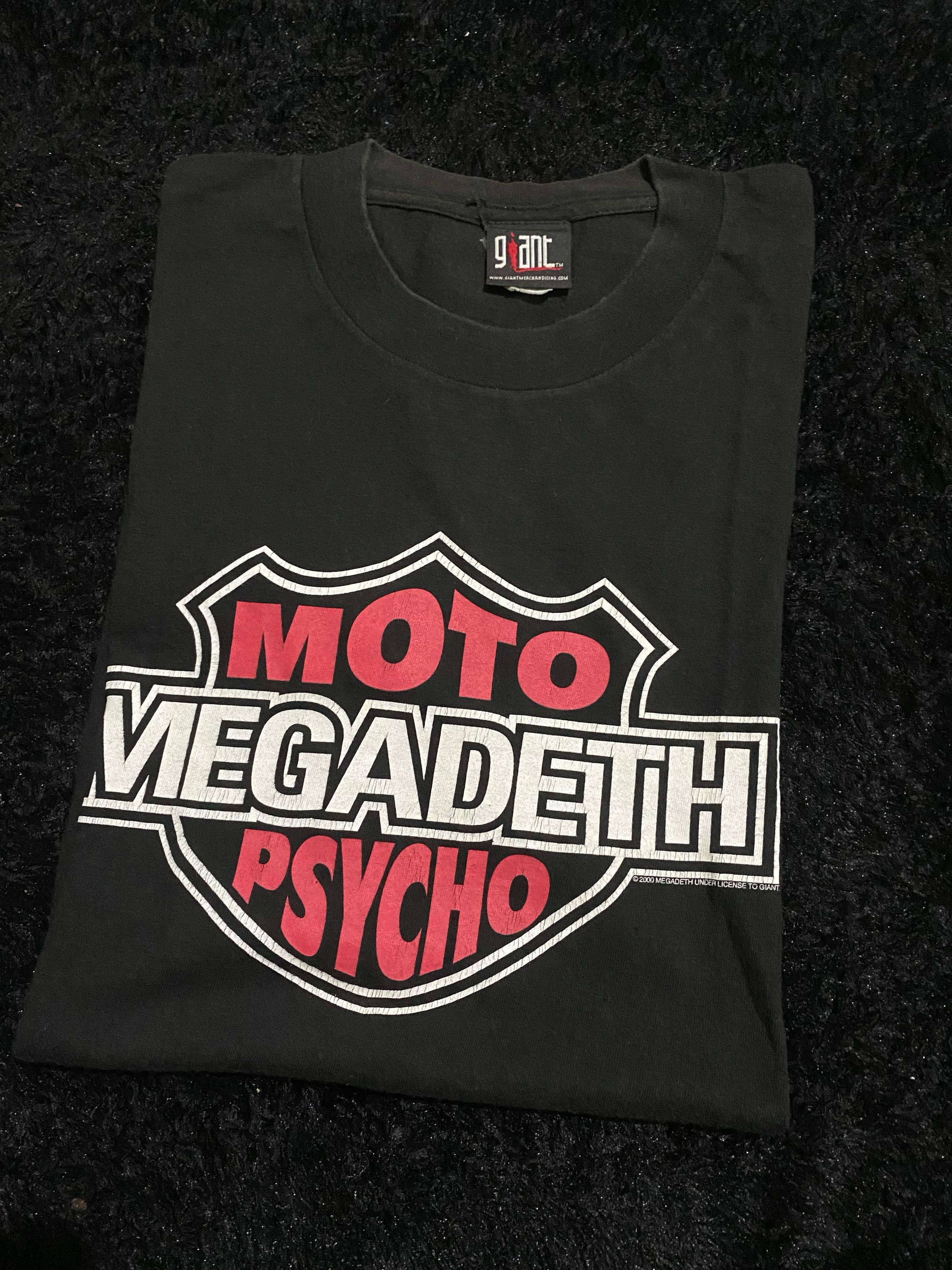 Giant × Megadeth × Vintage Vintage Megadeth Moto Psycho Shirt Size US XL / EU 56 / 4 - 2 Thumbnail