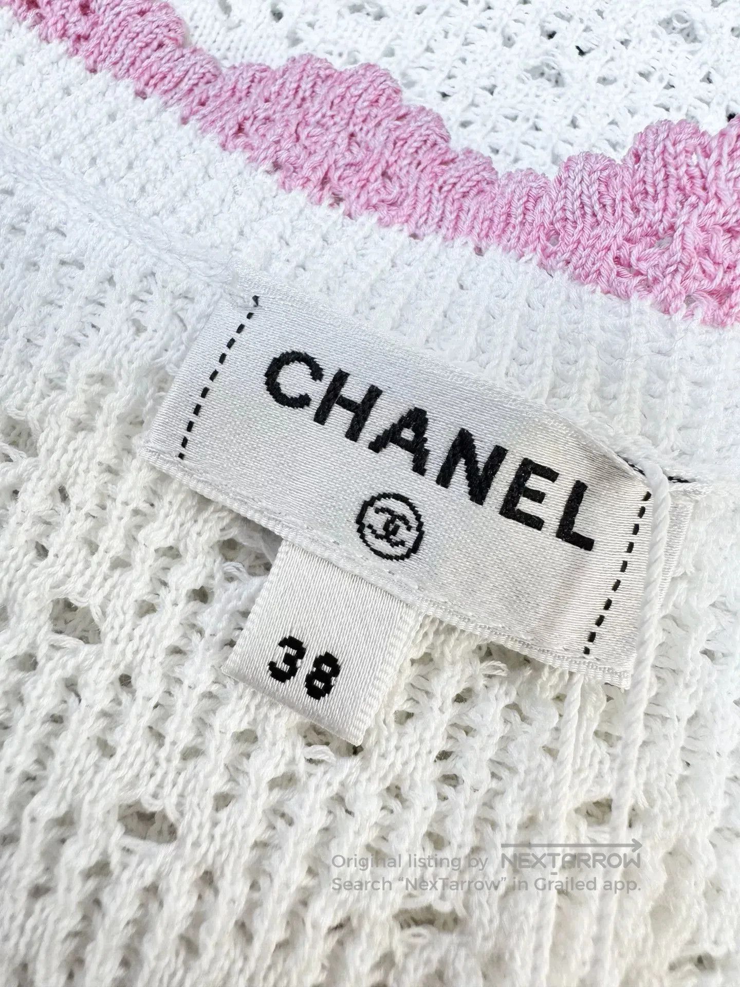 Chanel Chanel White Pink Trim Knit Sleeveless Top. Size US L / EU 52-54 / 3 - 3 Thumbnail