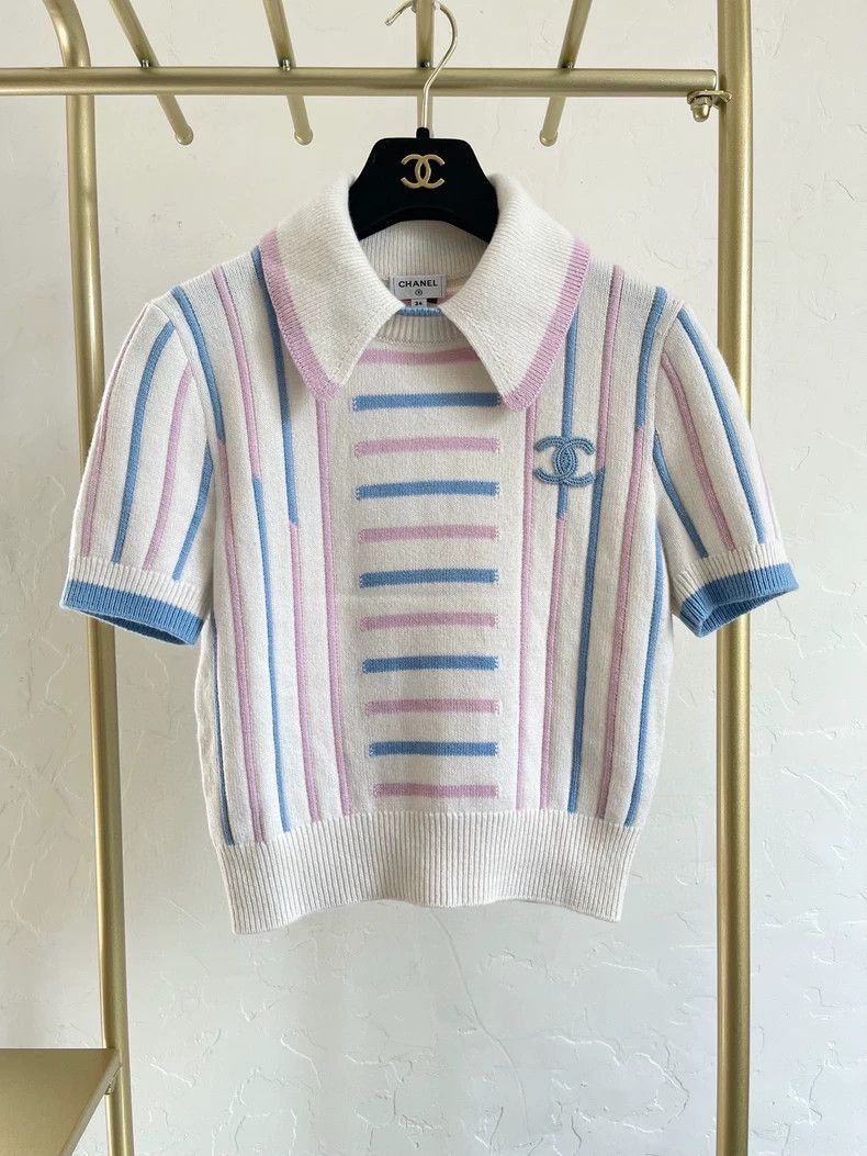 Chanel Chanel 23c pink cashmere short sleeves Size XXS / US 00 / IT 34 - 1 Thumbnail