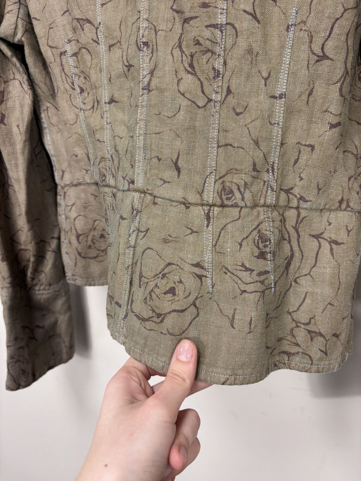120% Lino 120% Lino Women’s Abstract Floral Brown Linen Blazer Jacket Size S / US 4 / IT 40 - 23 Thumbnail