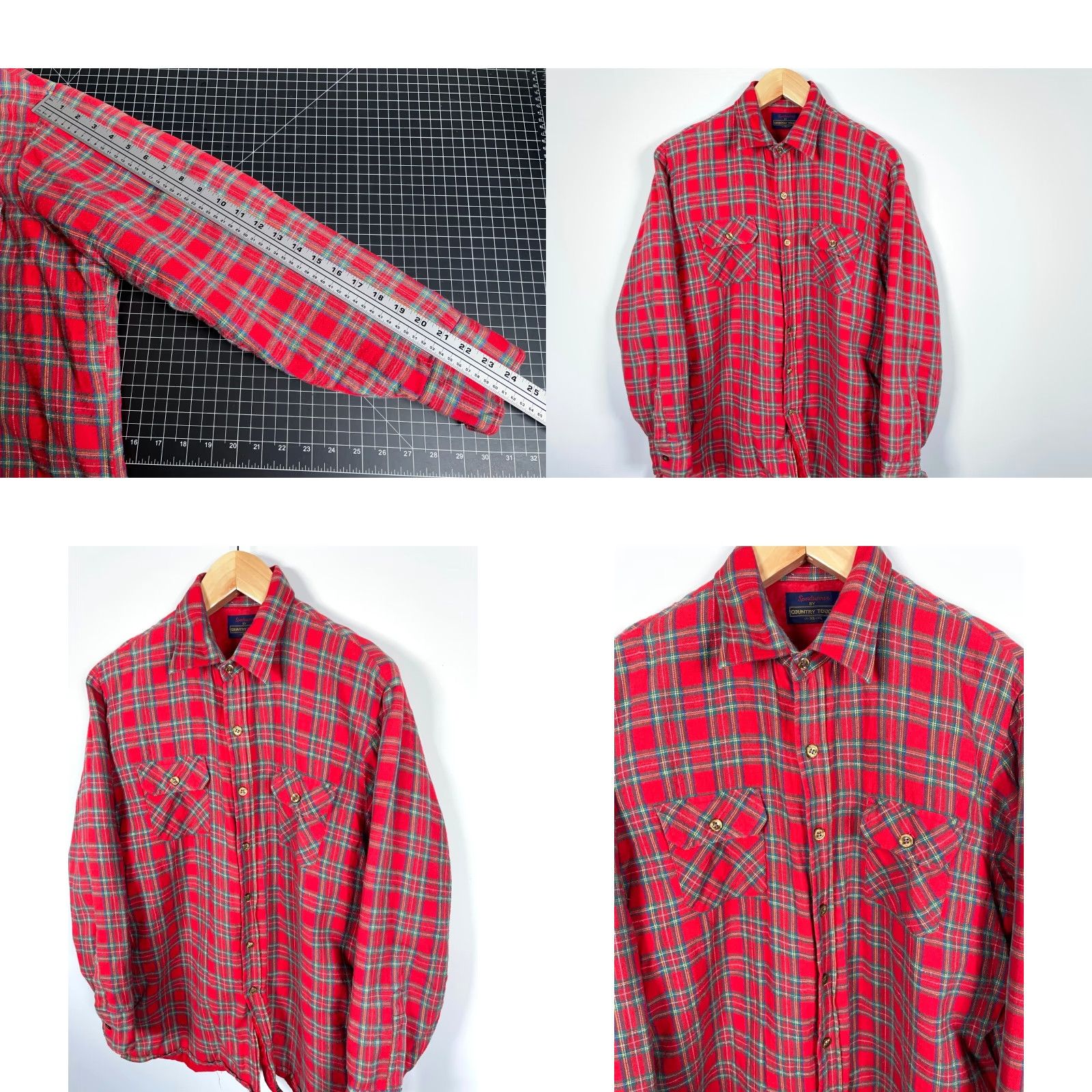 Vintage Vintage Country Touch 90s Quilted Flannel Shirt Jacket Men XL Red Green Tartan Plaid Shacket Grunge Workwear Casual Size US XL / EU 56 / 4 - 8 Thumbnail