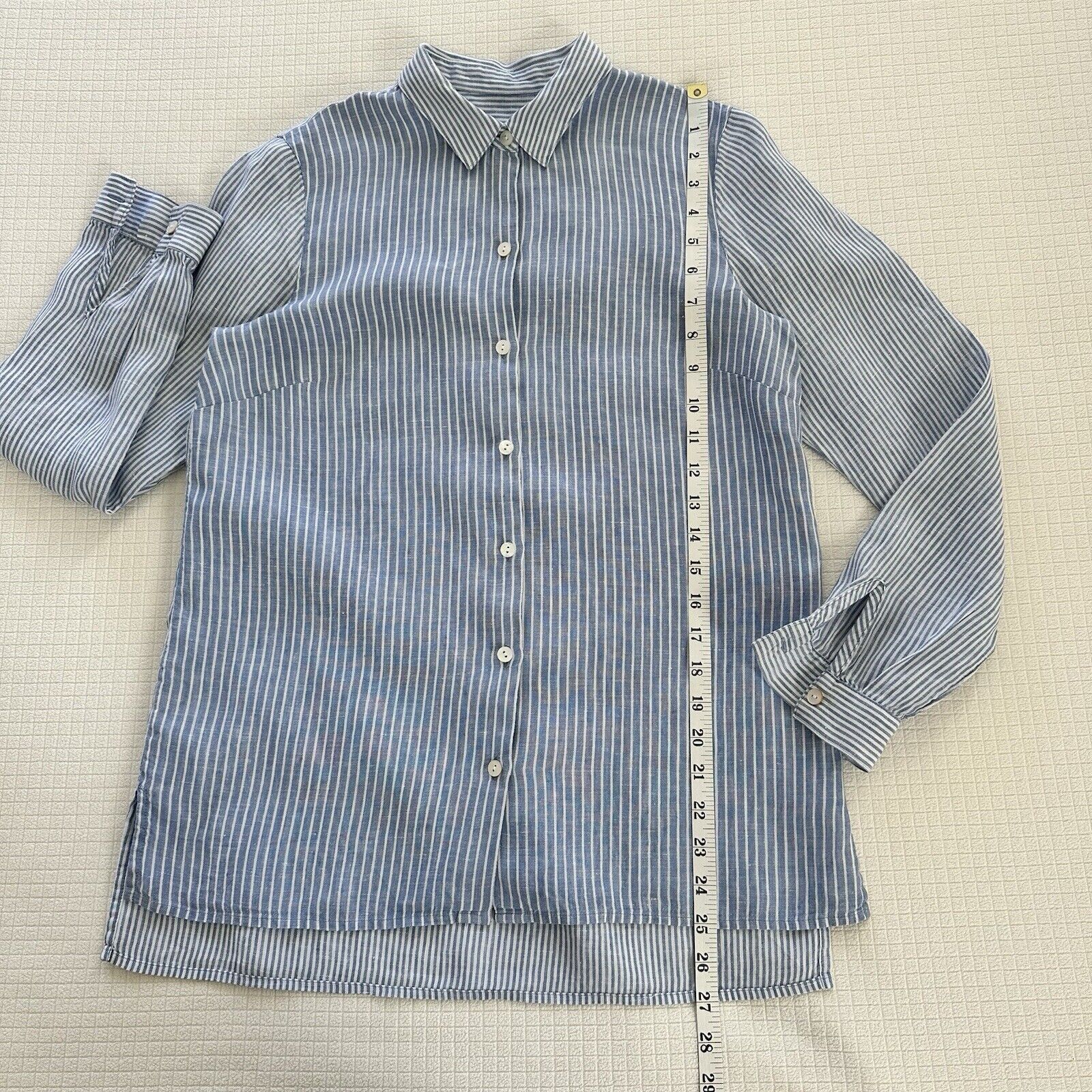 Other J.Jill Love Linen Blue Stripe Shirt Women Size XS 100% Linen Size XS / US 0-2 / IT 36-38 - 12 Thumbnail