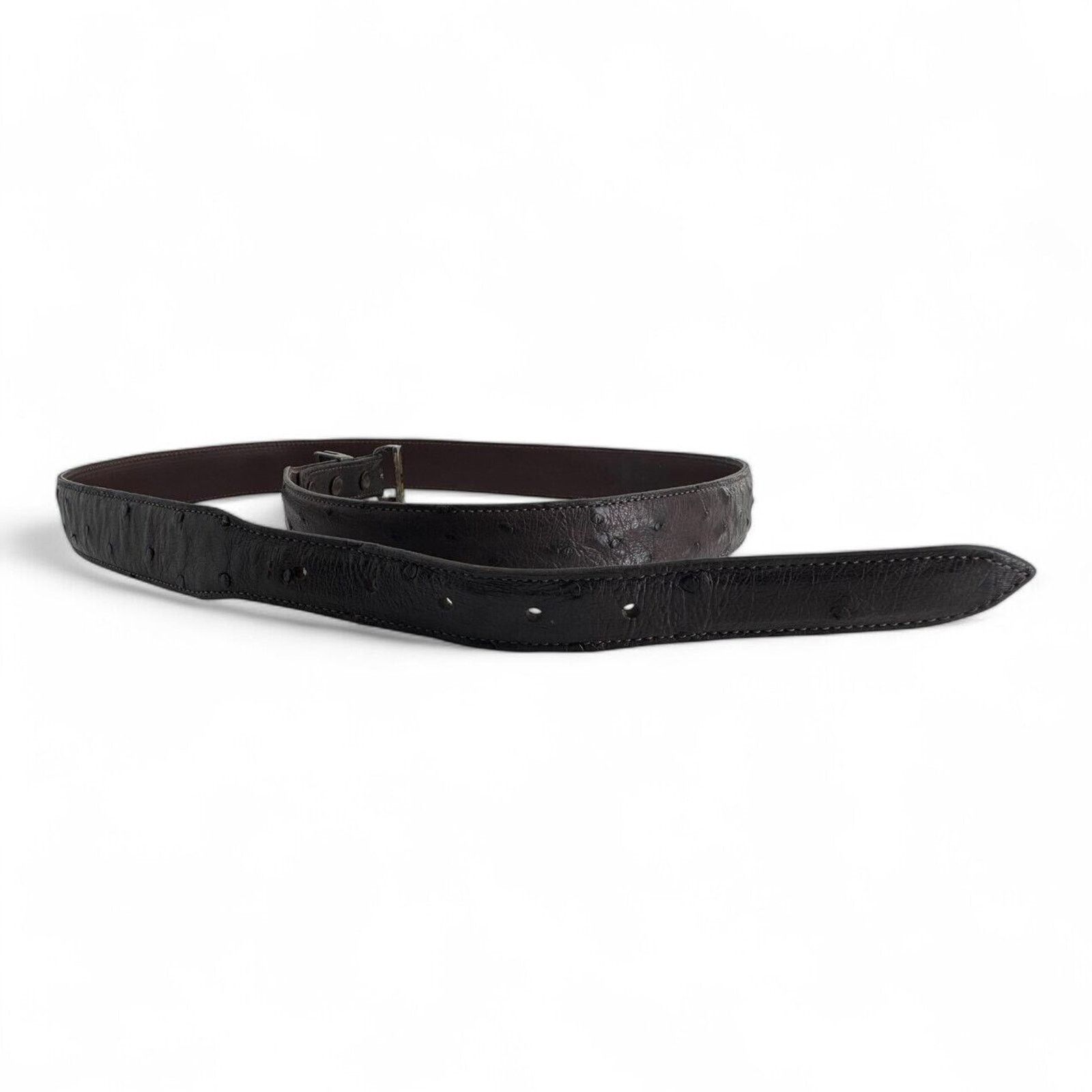 Sterling Silver JW Cooper .925 Sterling Ostrich Quill Brown Belt Size 36-45 Size 44 - 7 Thumbnail