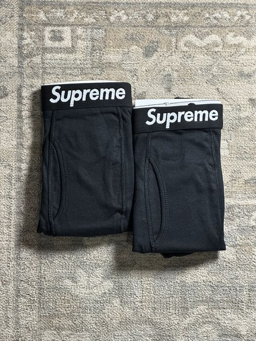 SUPREME/ HANES BOXER BRIEFS/ BLACK/ SINGLES (ONE BOXER) SIZE