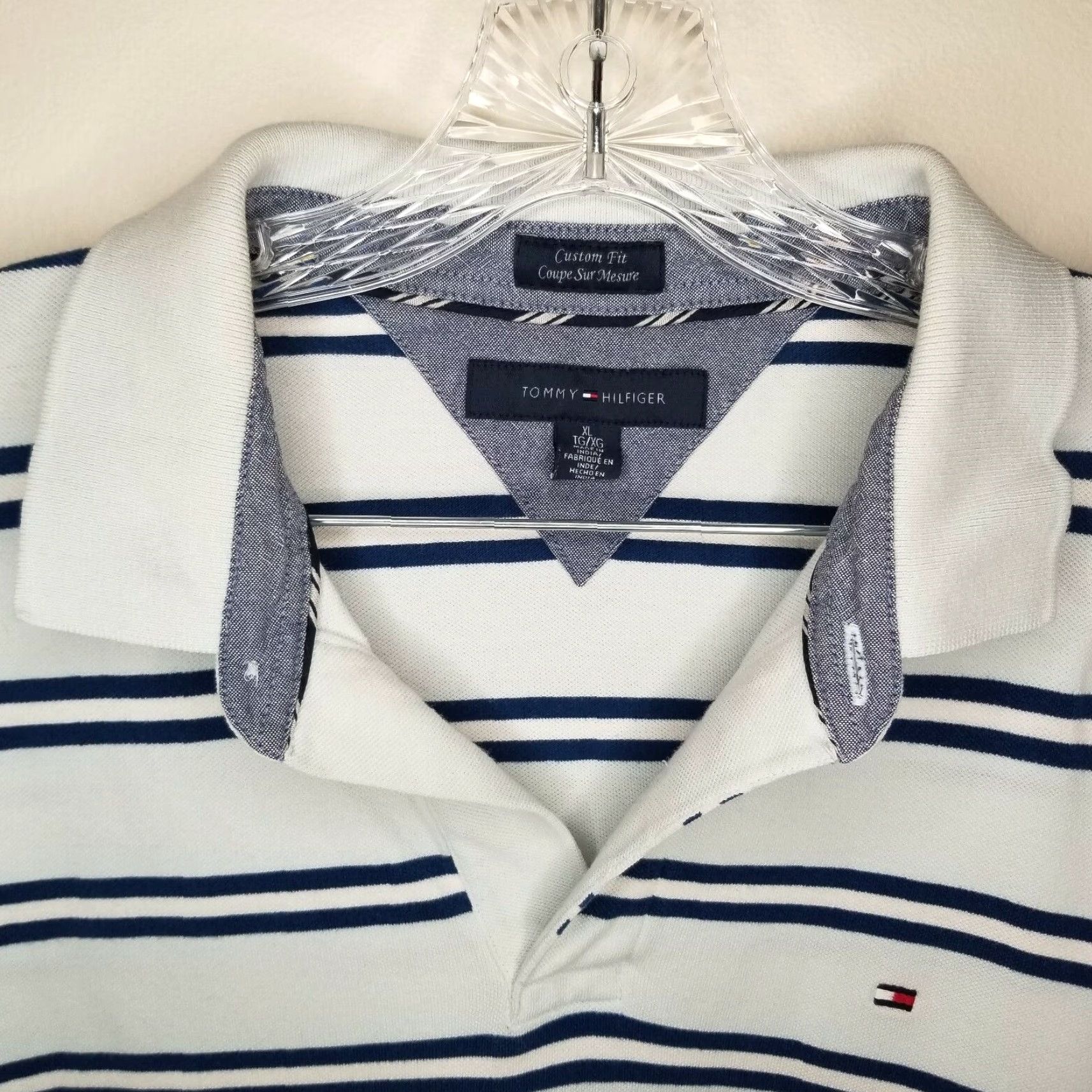 Tommy Hilfiger Tommy Hilfiger Mens Light Blue Striped Short Sleeve Polo Shirt Size XL Size US XL / EU 56 / 4 - 3 Thumbnail