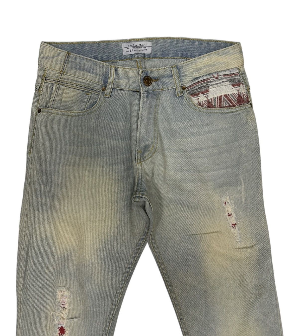 Kapital × Zara ZARA JEANS MUD WASH DISTRESSED DENIM Size US 30 / EU 46 - 5 Thumbnail