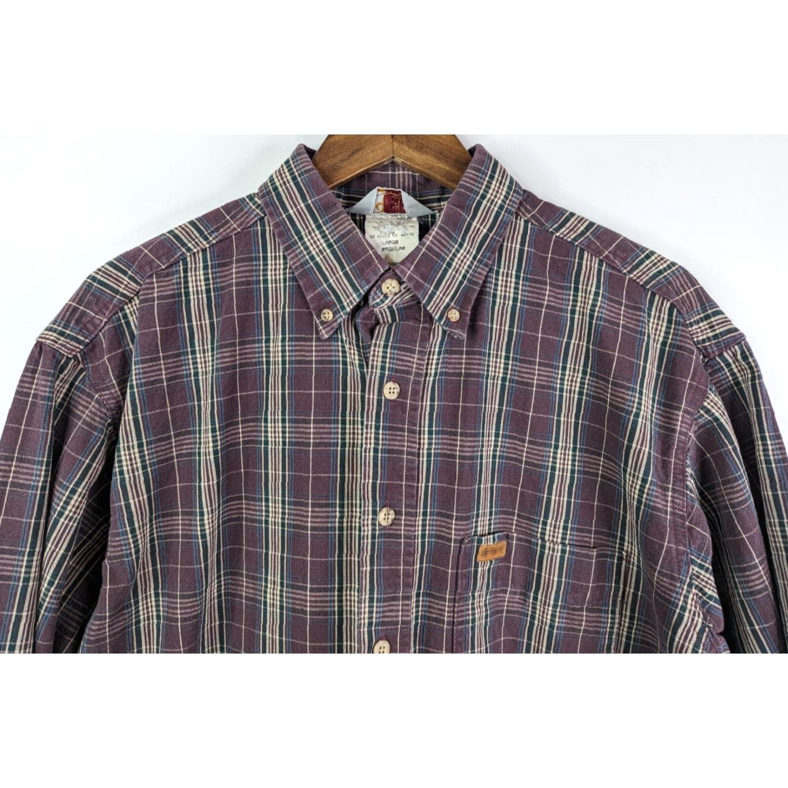 Carhartt VINTAGE Carhartt Shirt Mens Large Plaid Blue Cotton Denim Button-Up 90s Outdoor Western Workwear Size US L / EU 52-54 / 3 - 2 Thumbnail