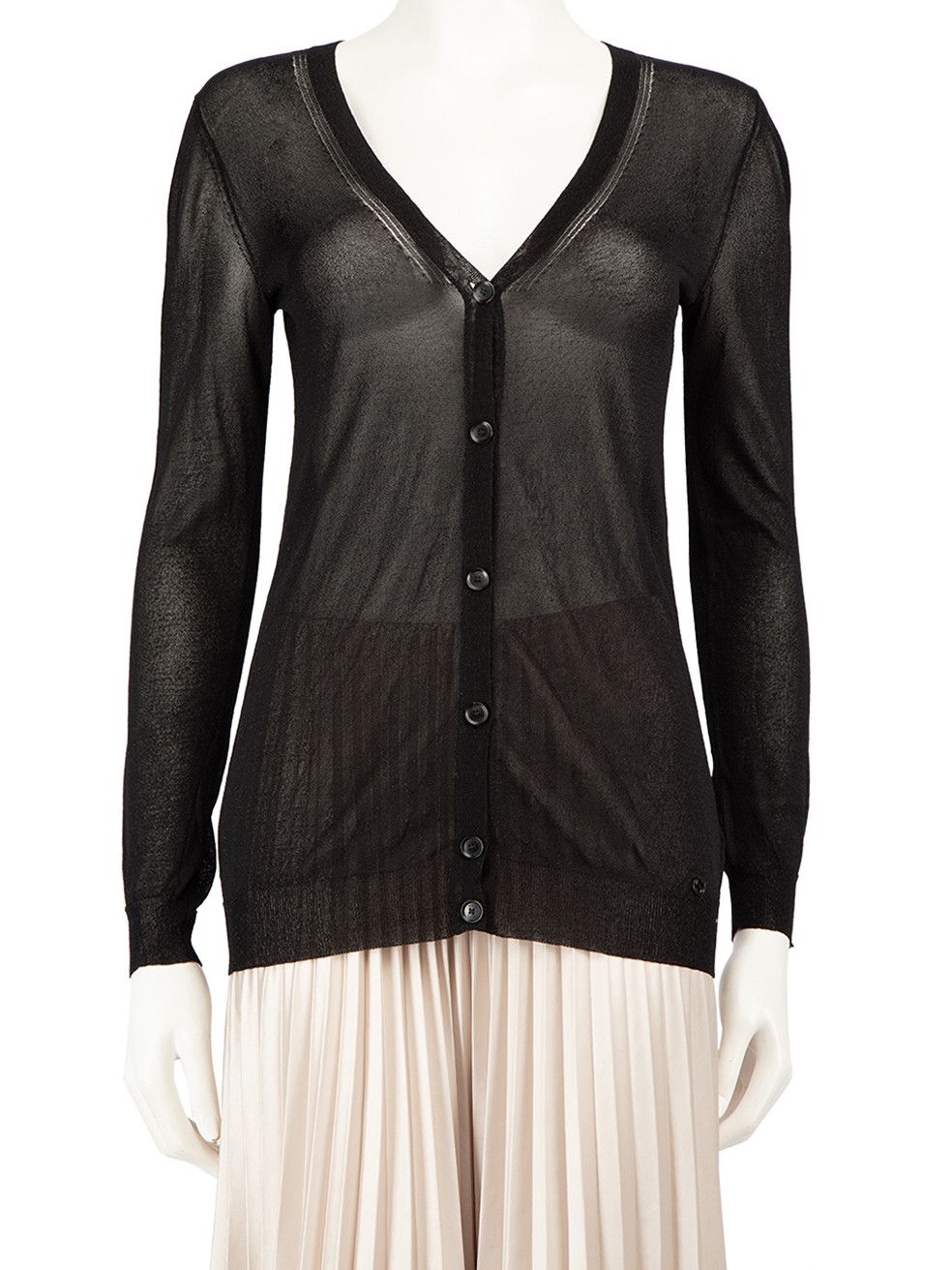 Image of Gucci Black Glitter Accent Long Sleeve Cardigan, Women's (Size XS)