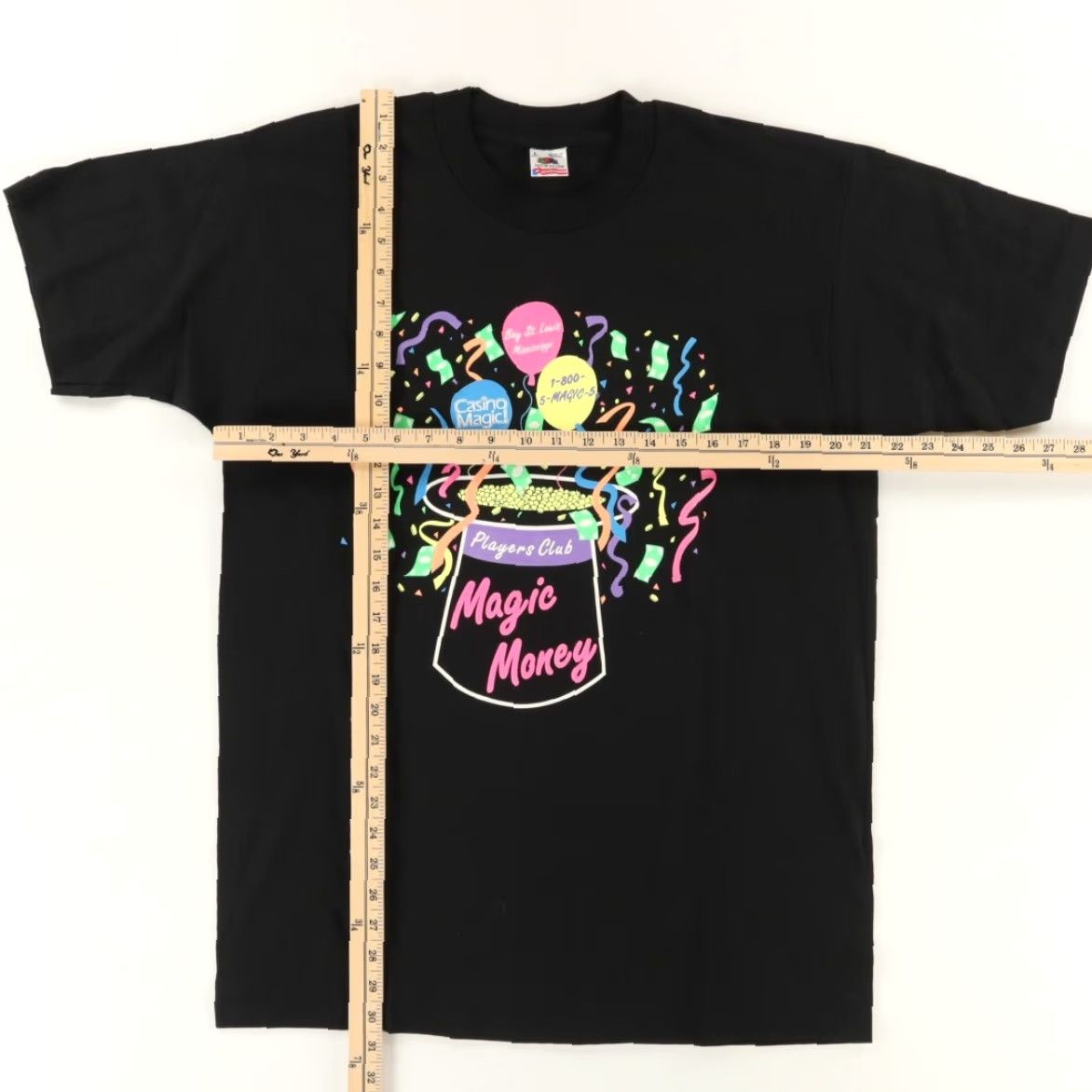 Fruit Of The Loom VINTAGE Fruit of the Loom T-Shirt Black Men's L Magic Money Players Club Solid Crew Neck Short Sleeve Shirt Size US L / EU 52-54 / 3 - 3 Thumbnail