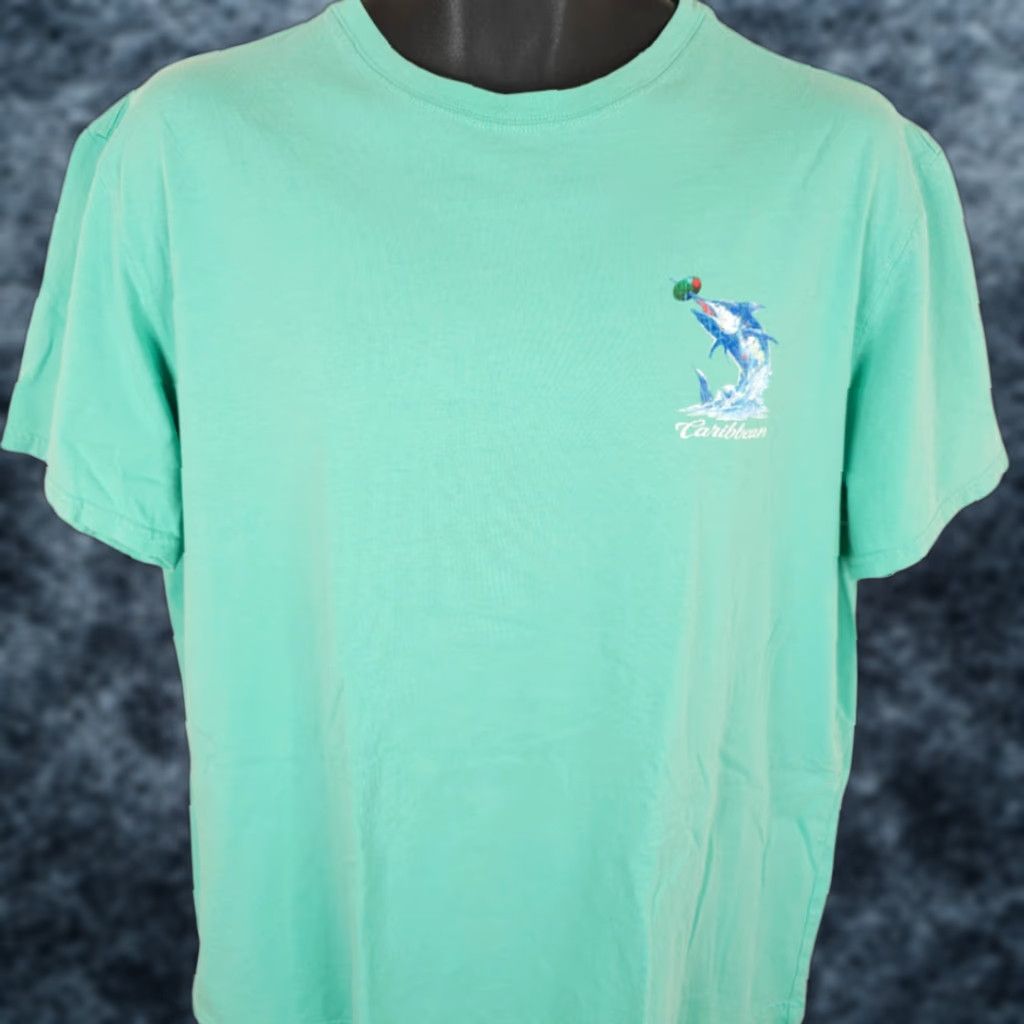 Vintage Caribbean Blue Marlin T Shirt Mens XL Blue Martini Splashing Good Times Size US L / EU 52-54 / 3 - 1 Thumbnail